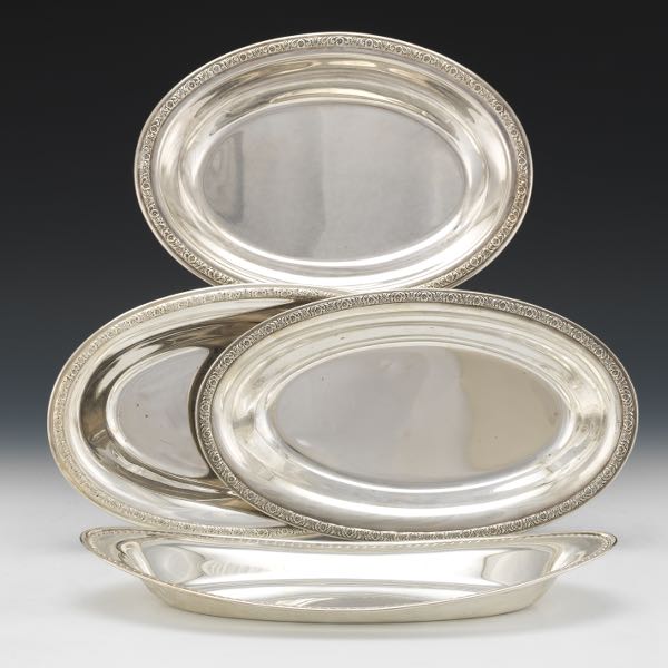 FOUR STERLING SILVER SERVING PIECES,