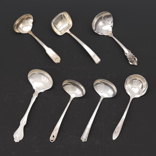 SEVEN STERLING SILVER GRAVY LADLES  3a7dd7