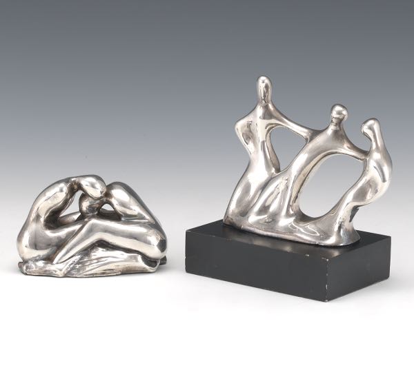 TWO STERLING  SILVER ABSTRACT FIGURINES