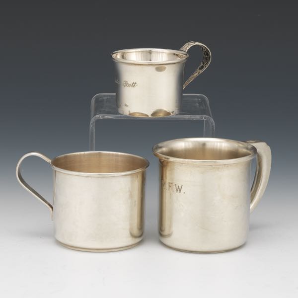 THREE STERLING SILVER CHILDRENS CUPS