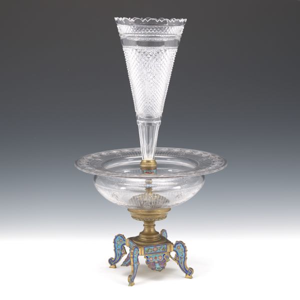 BACCARAT CRYSTAL CHAMPLEVE EPERGNE  3a7e2e