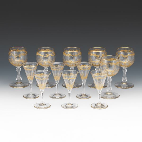 SIX ST. LOUIS CRYSTAL WINE GLASSES