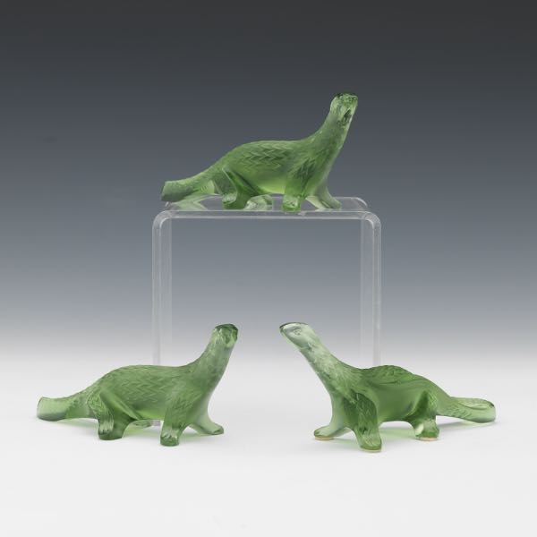  THREE LALIQUE GLASS "SALAMANDRE"