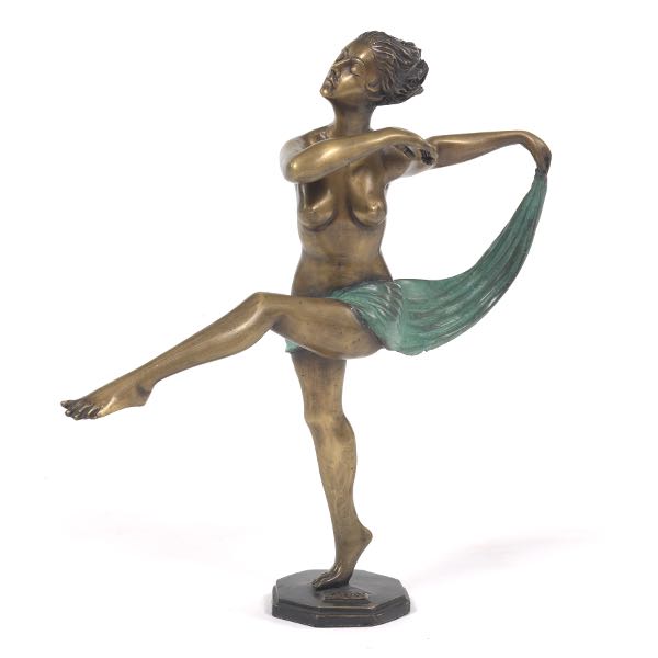 BRONZE SCULPTURE OF A DANCING NUDE