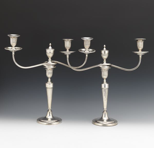 PAIR OF STERLING SILVER CANDELABRA 3a7f31