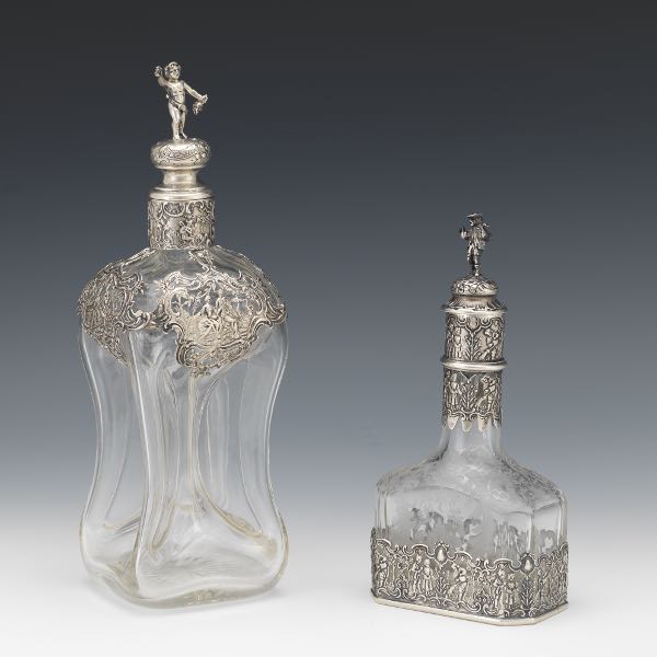 TWO GERMAN 800 SILVER OVERLAY BOTTLES 3a7f39