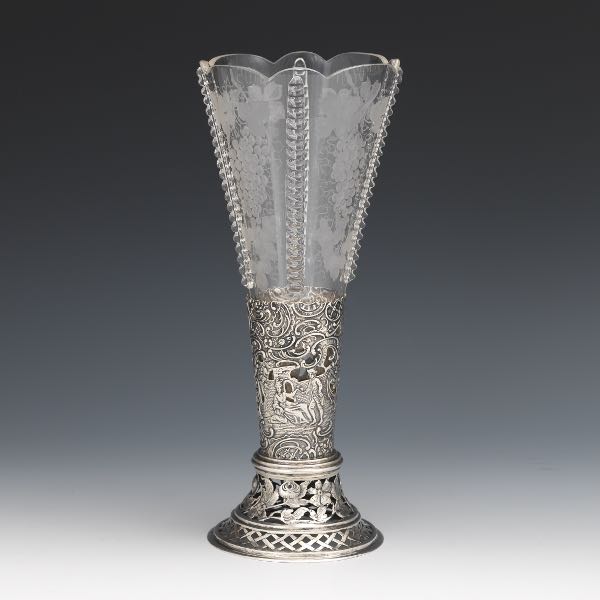 GERMAN SILVER OPEN WORK VASE WITH 3a7f43