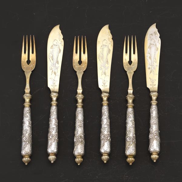 GERMAN 800 SILVER FISH SET, C. HEISLER,