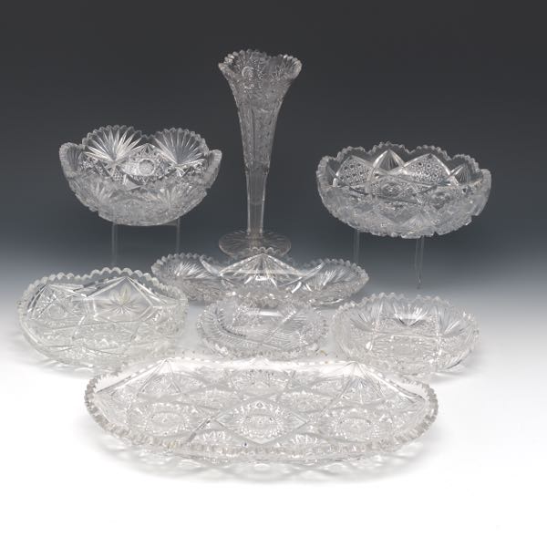 EIGHT CUT CRYSTAL SERVING DISHES,