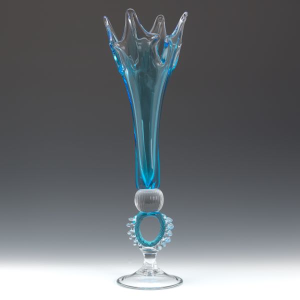 VENETIAN AZURE GLASS VASE, CA.