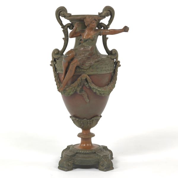 ART NOUVEAU PATINATED METAL VASE  3a803c