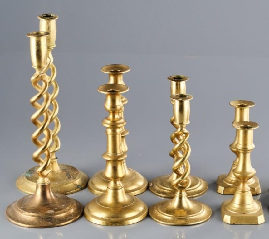 ANTIQUE BRASS CANDLESTICKS - CAN