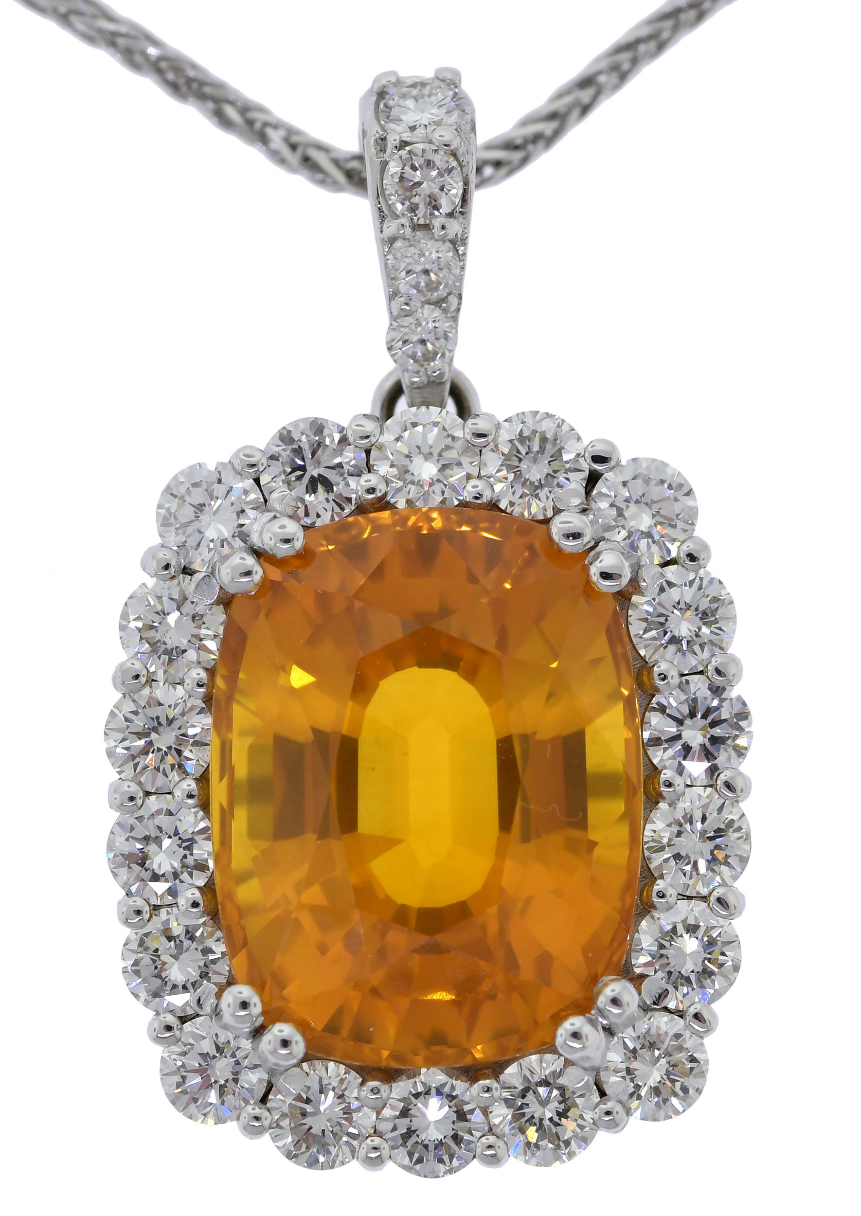 16 55 CT ORANGE SAPPHIRE DIAMOND 3aa820