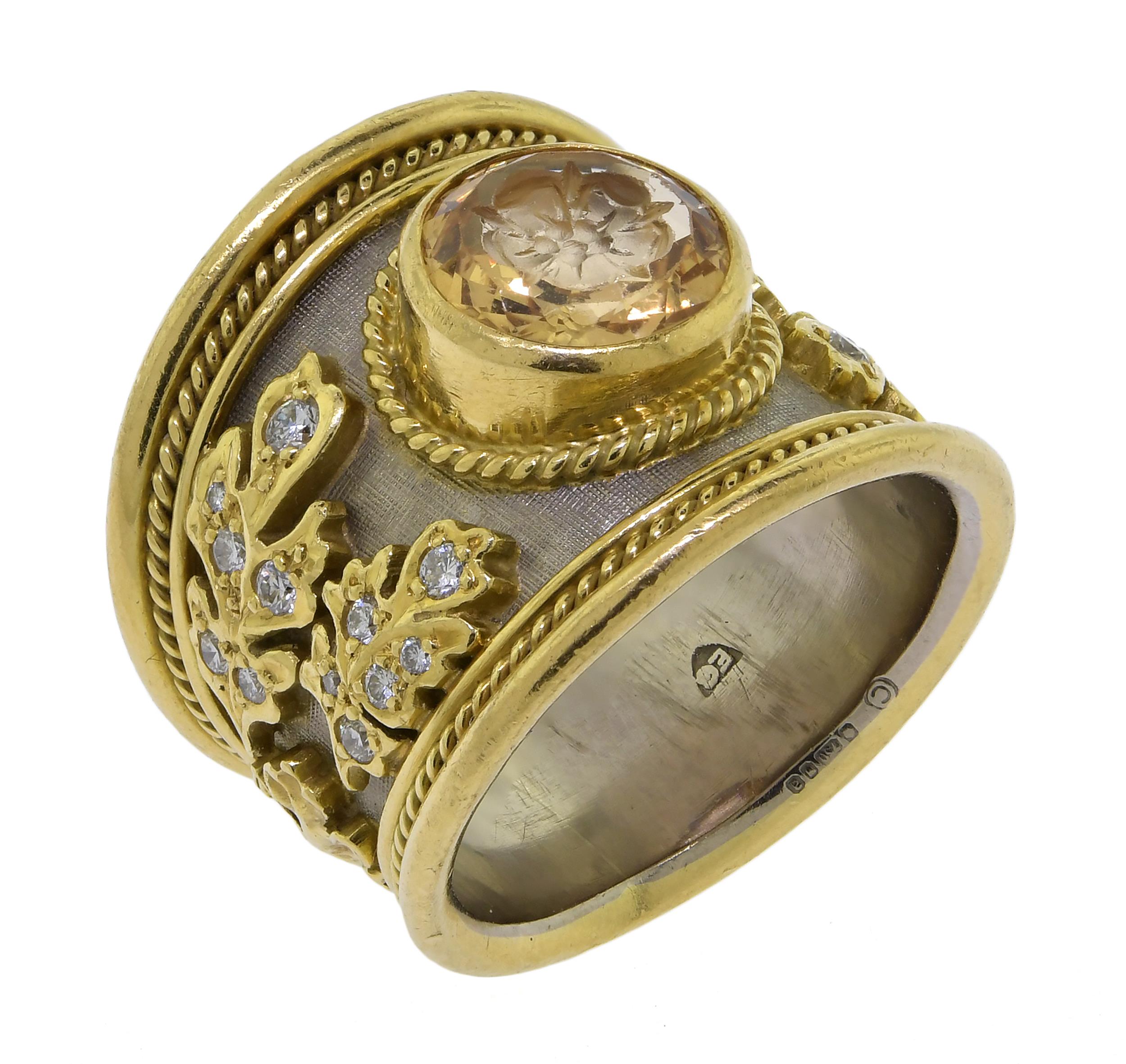 ELIZABETH GAGE 18K GOLD CARVED 3aa881