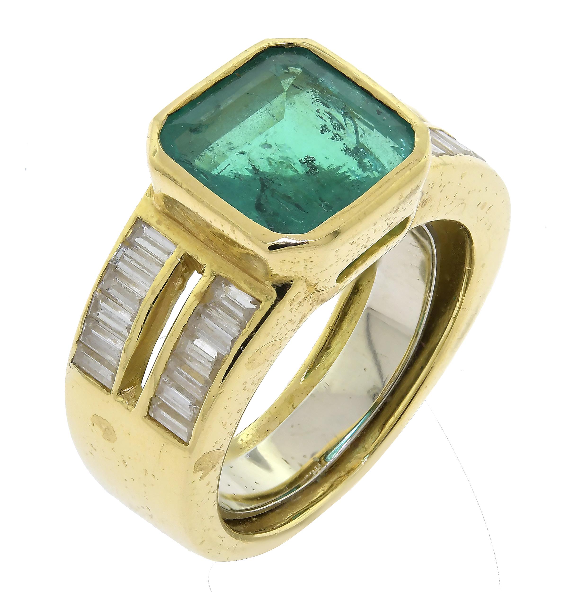 18K EMERALD BAGUETTE DIAMOND 3aa895