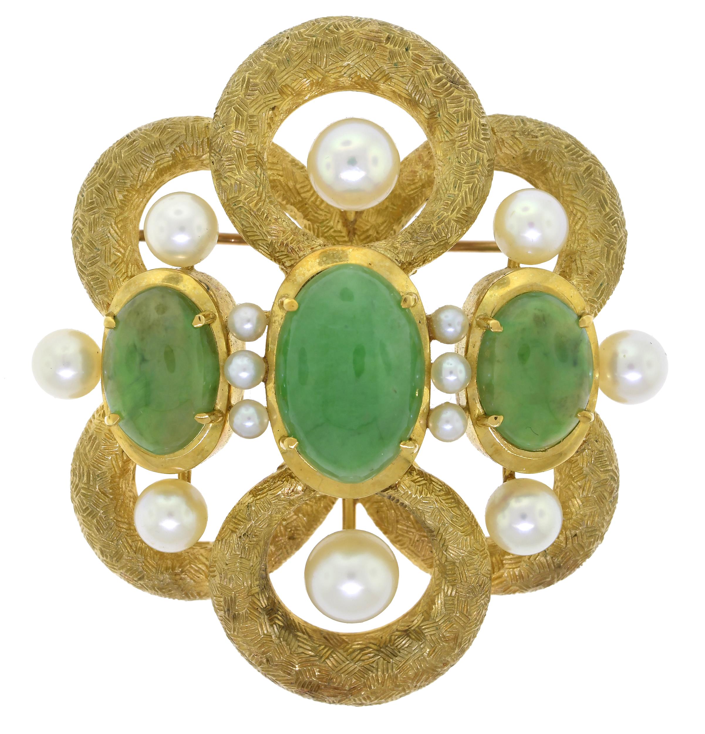 VINTAGE JADE PEARL 18K YELLOW 3aa899