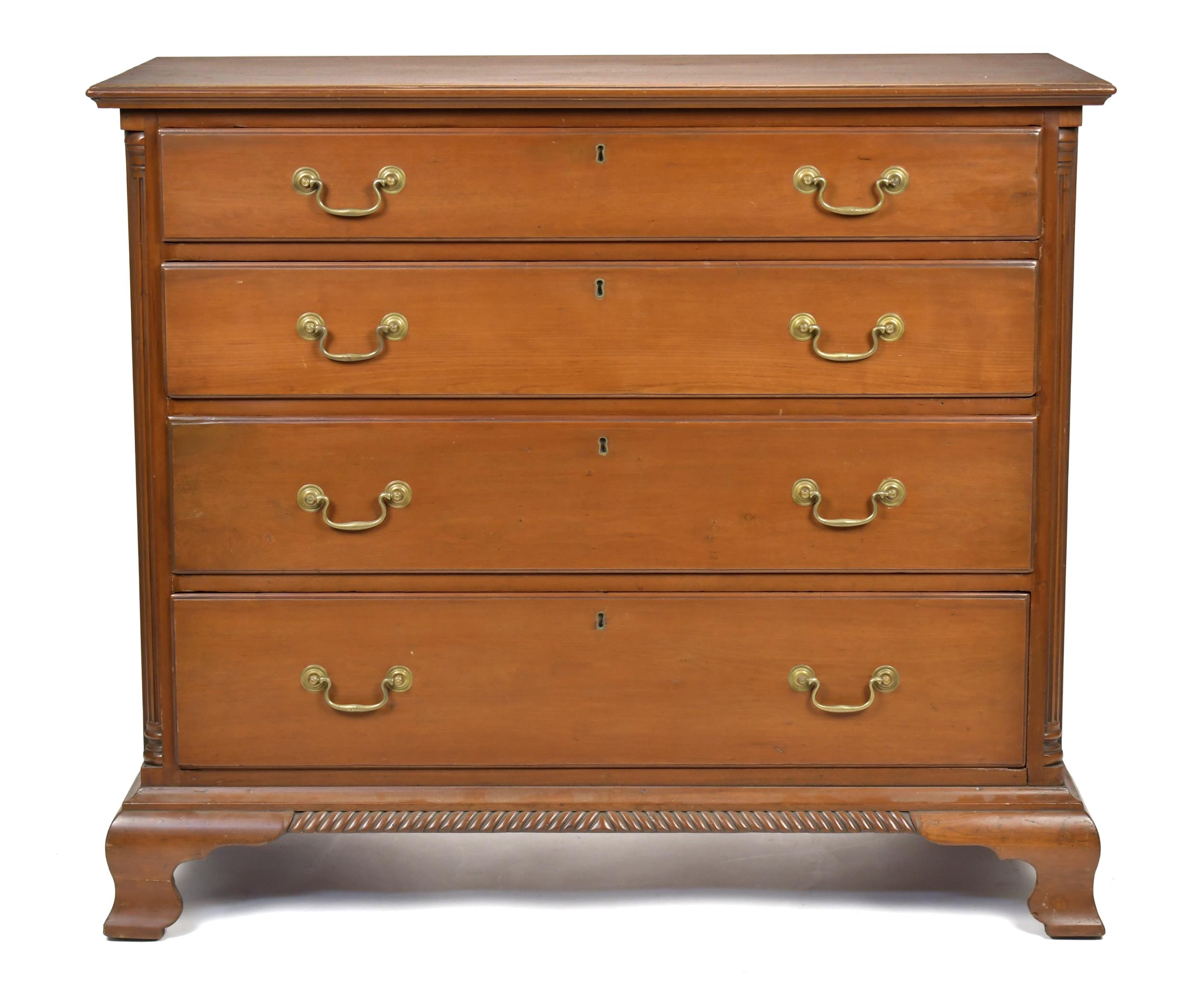 18TH C CT CHIPPENDALE CHERRY CHEST  3aa8cf
