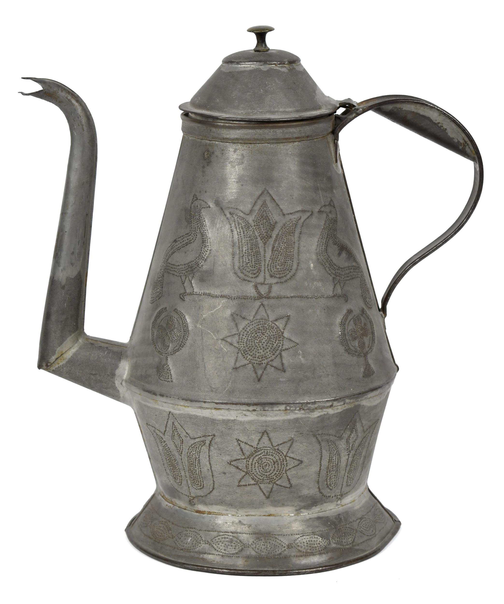 PA PUNCHED TIN COFFEE POT 19th 3aa8e9