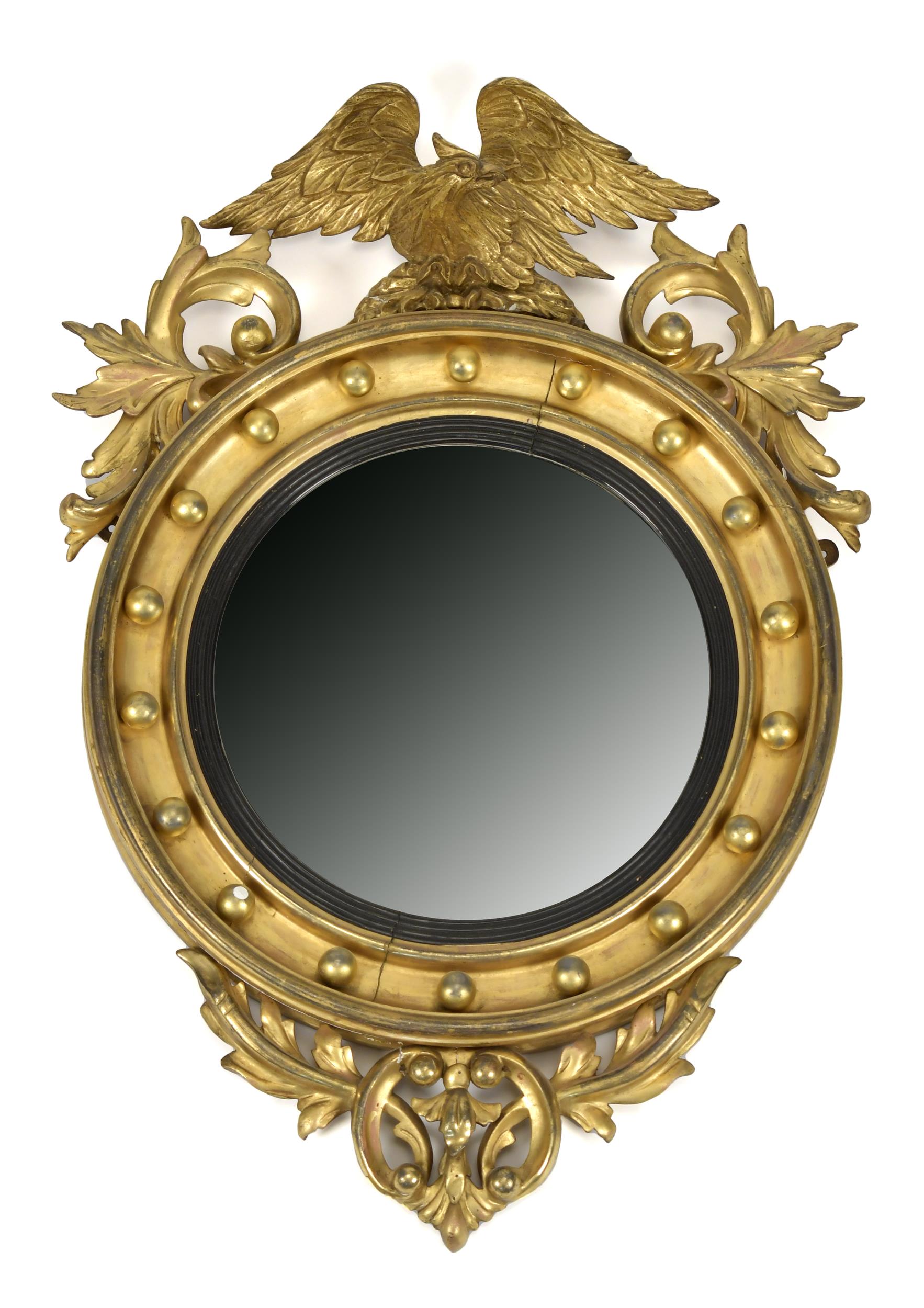 EARLY 19TH C GILT CONVEX MIRROR  3aa95c