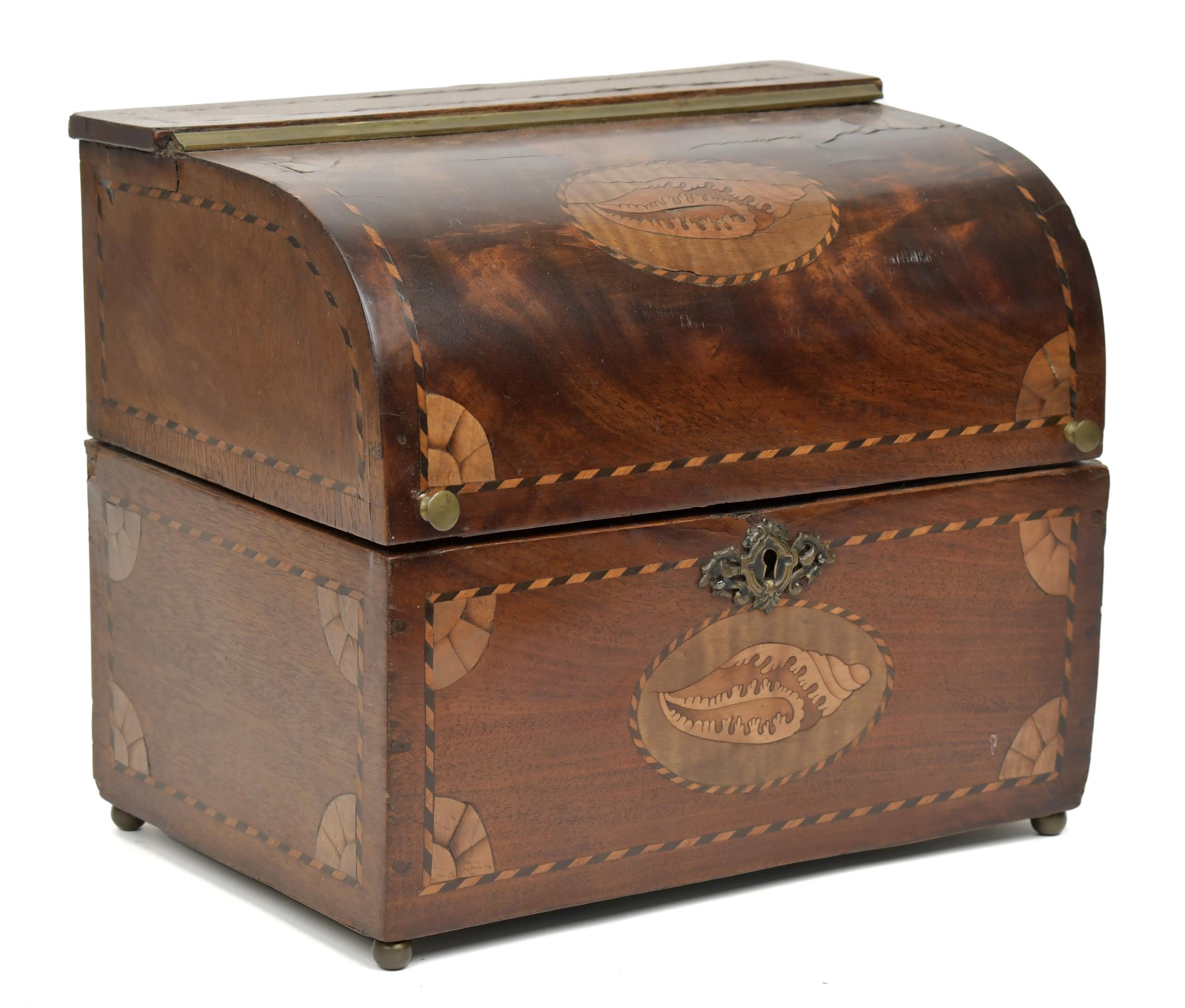 19TH C. INLAID MAHOGANY TANTALUS