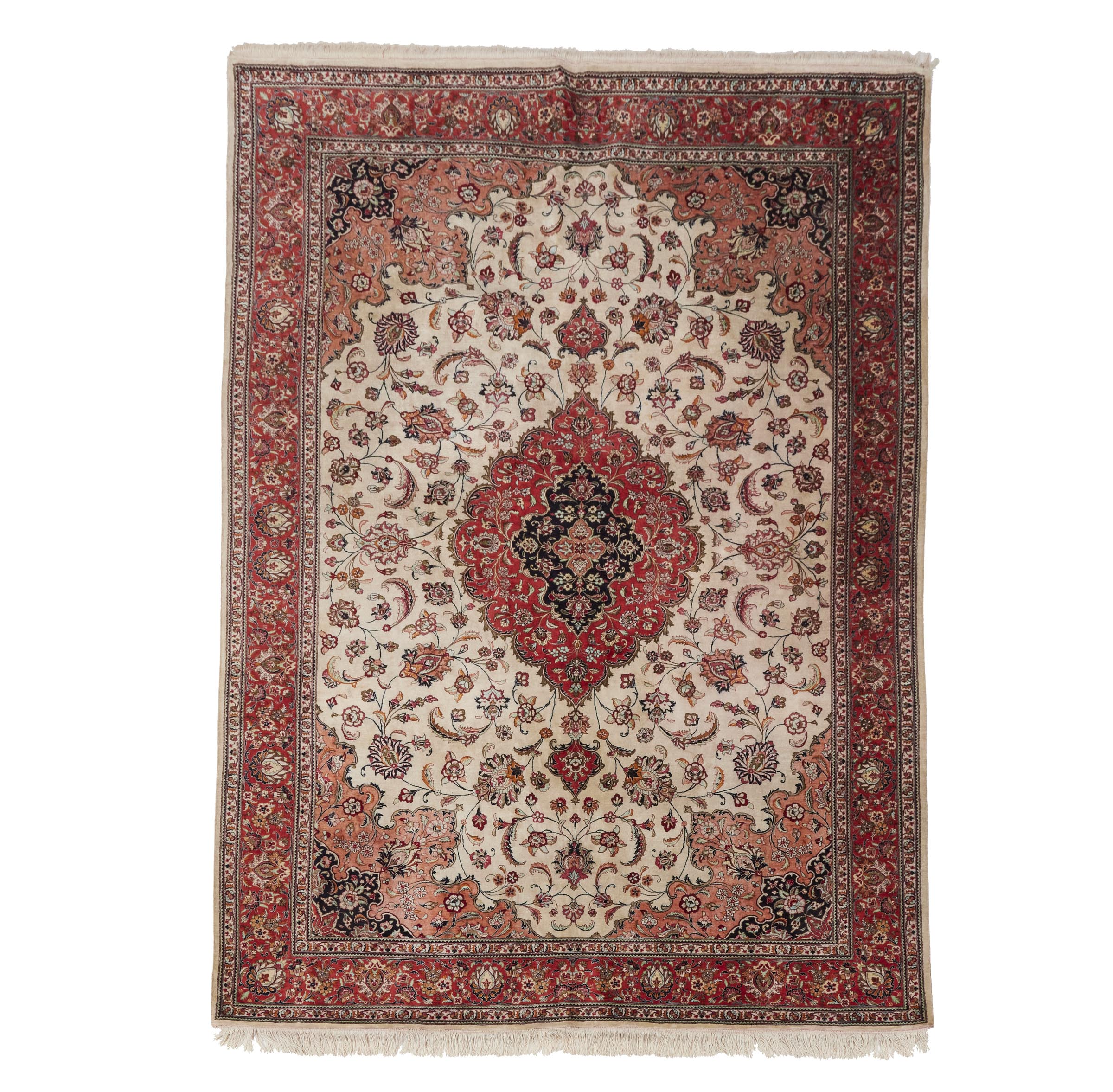 Fine Qum Silk Carpet, Persian,