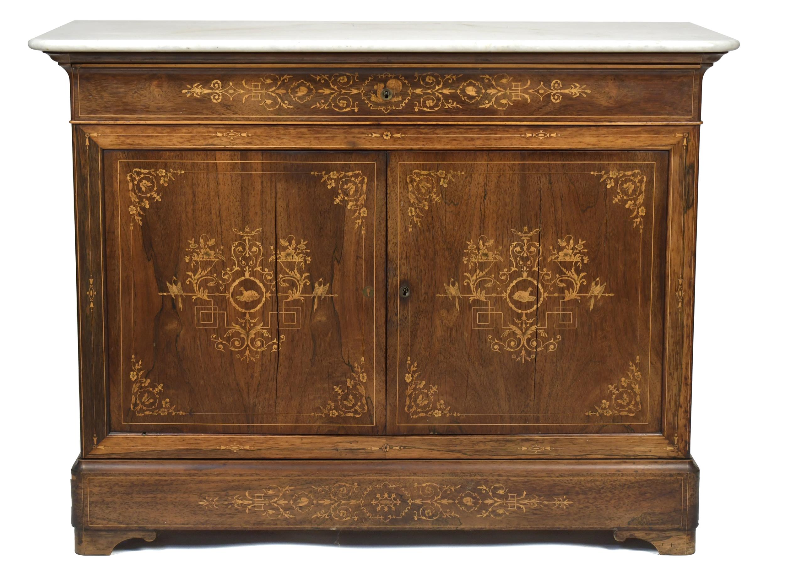 19TH C. LOUIS PHILIPPE INLAID MARBLE