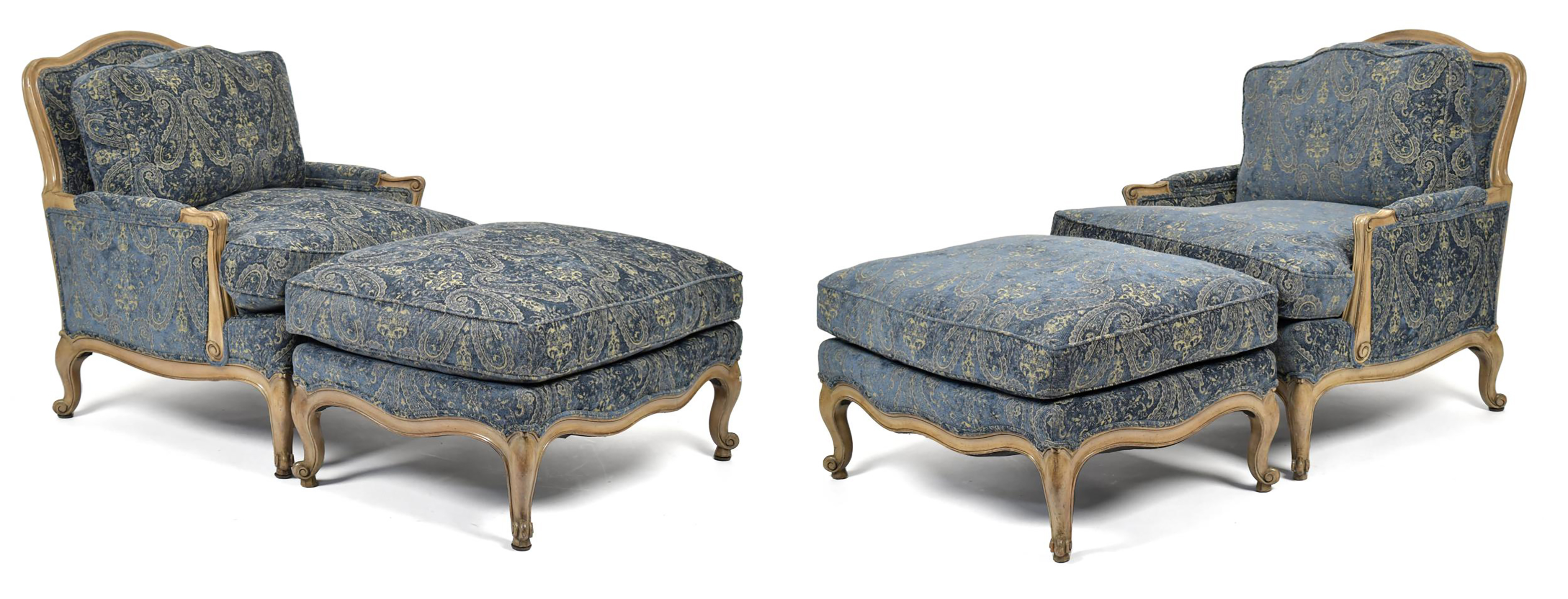 PAIR OF FRENCH STYLE BERGERES WITH