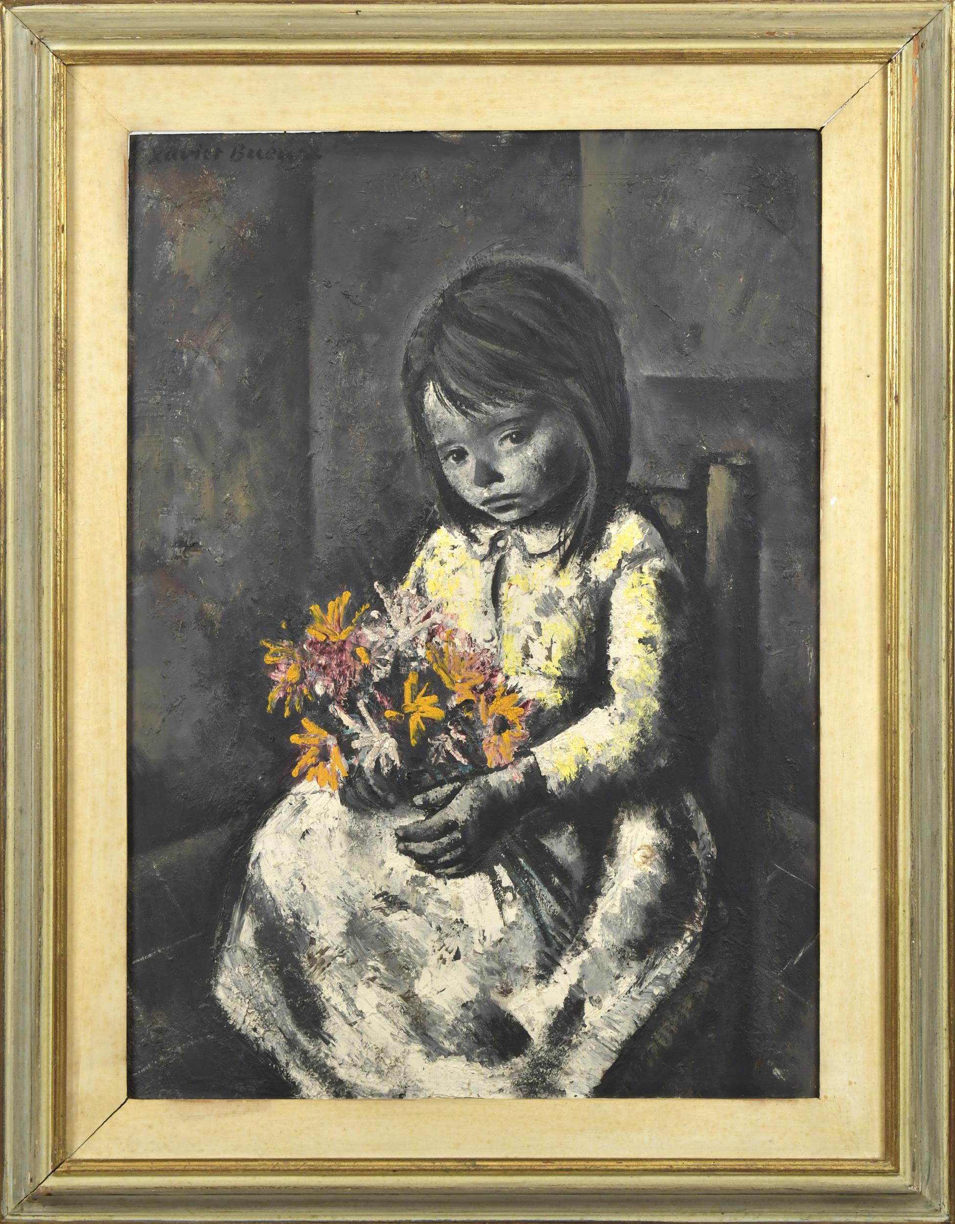 XAVIER BUENO OIL, GIRL WITH FLOWERS.