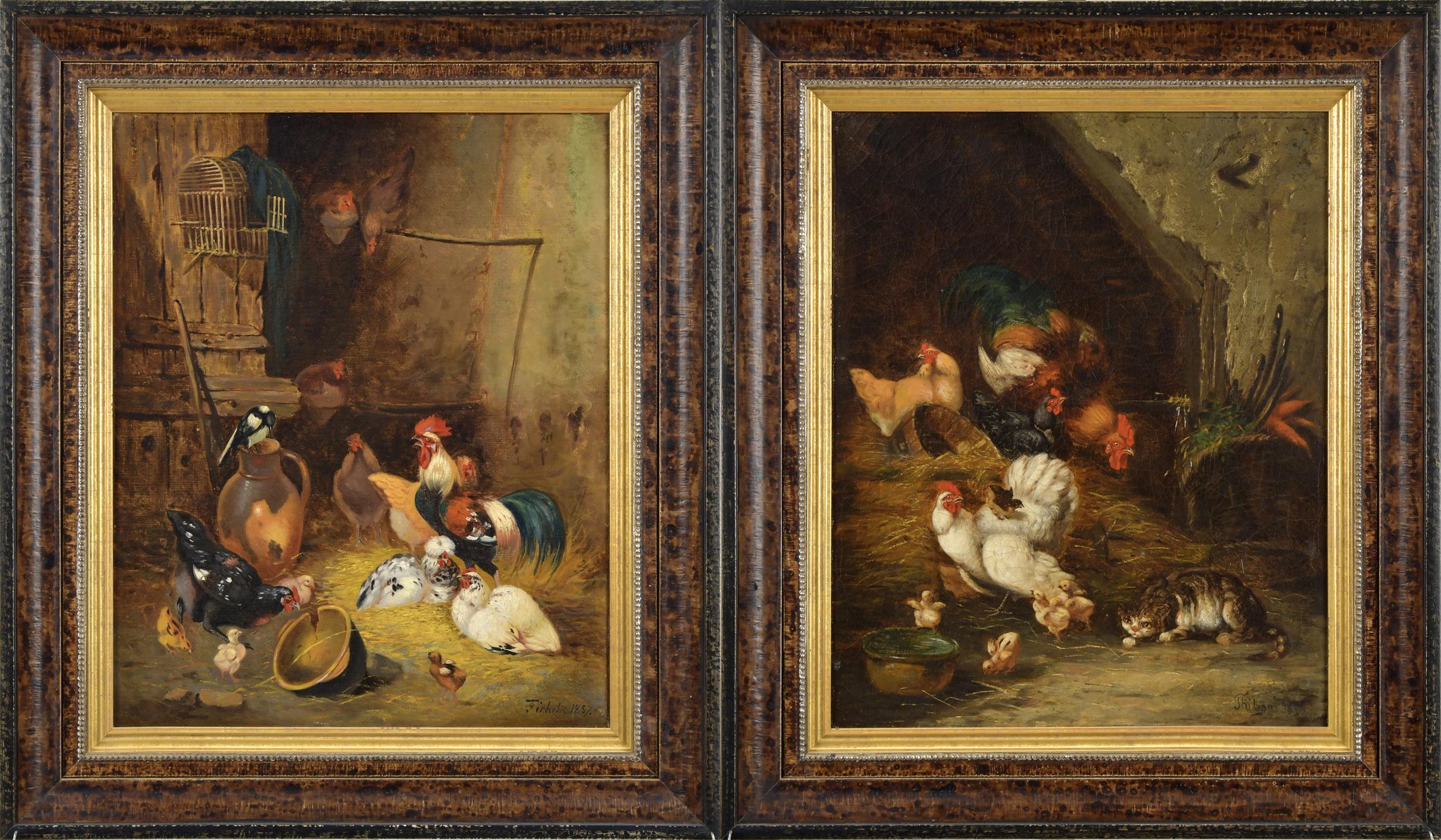 TWO 19TH C SIGNED FRENCH POULTRY 3aaaca