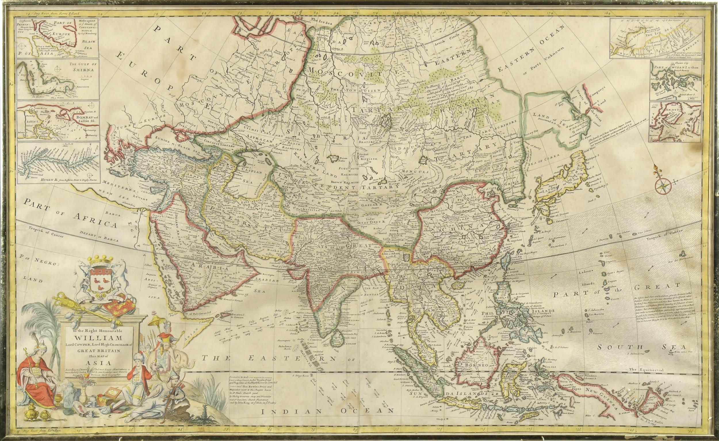 HERMAN MOLL 18TH C. MAP OF ASIA.