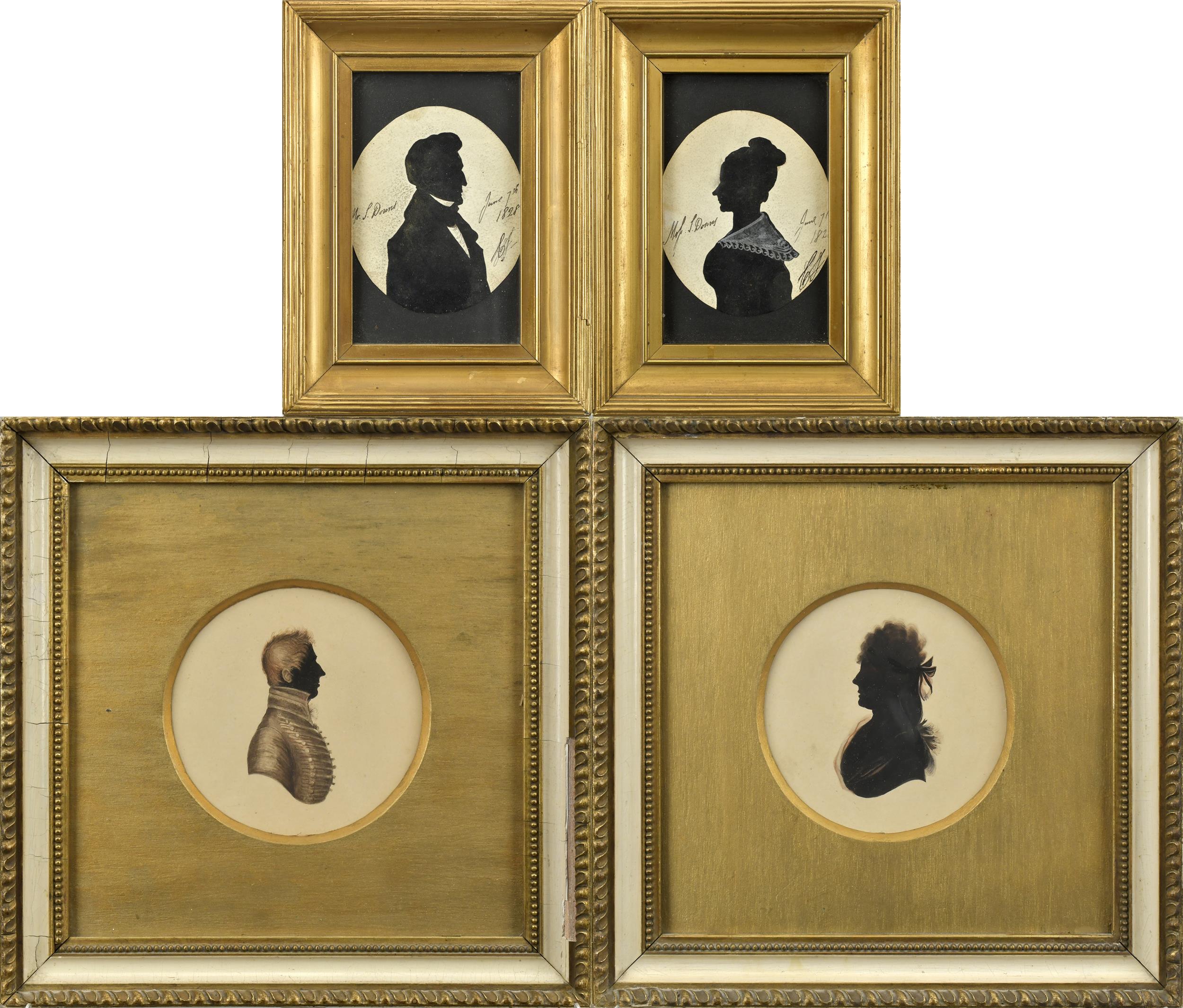 TWO PAIRS OF EARLY 19TH C SILHOUETTES  3aab1e