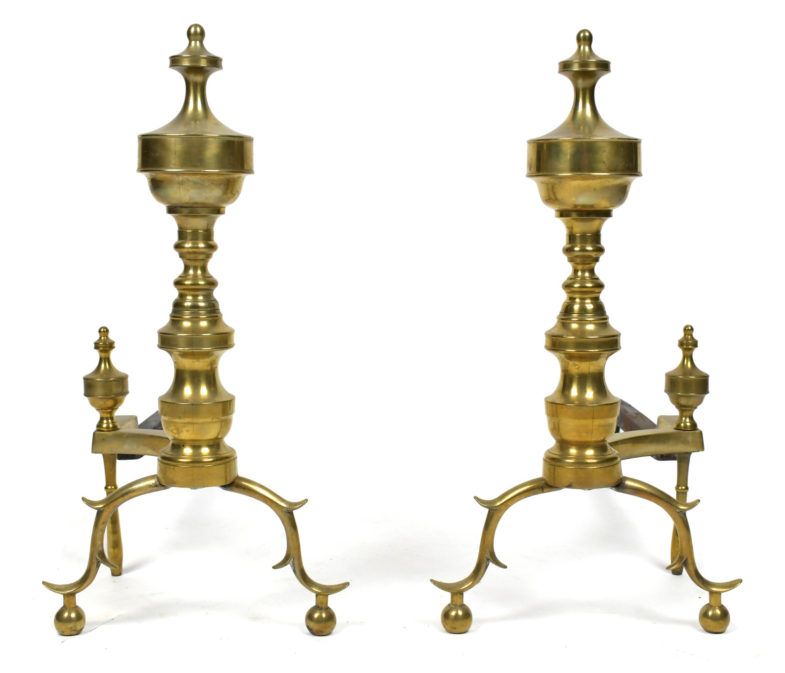 PAIR OF NY FEDERAL BRASS ANDIRONS 3aab41