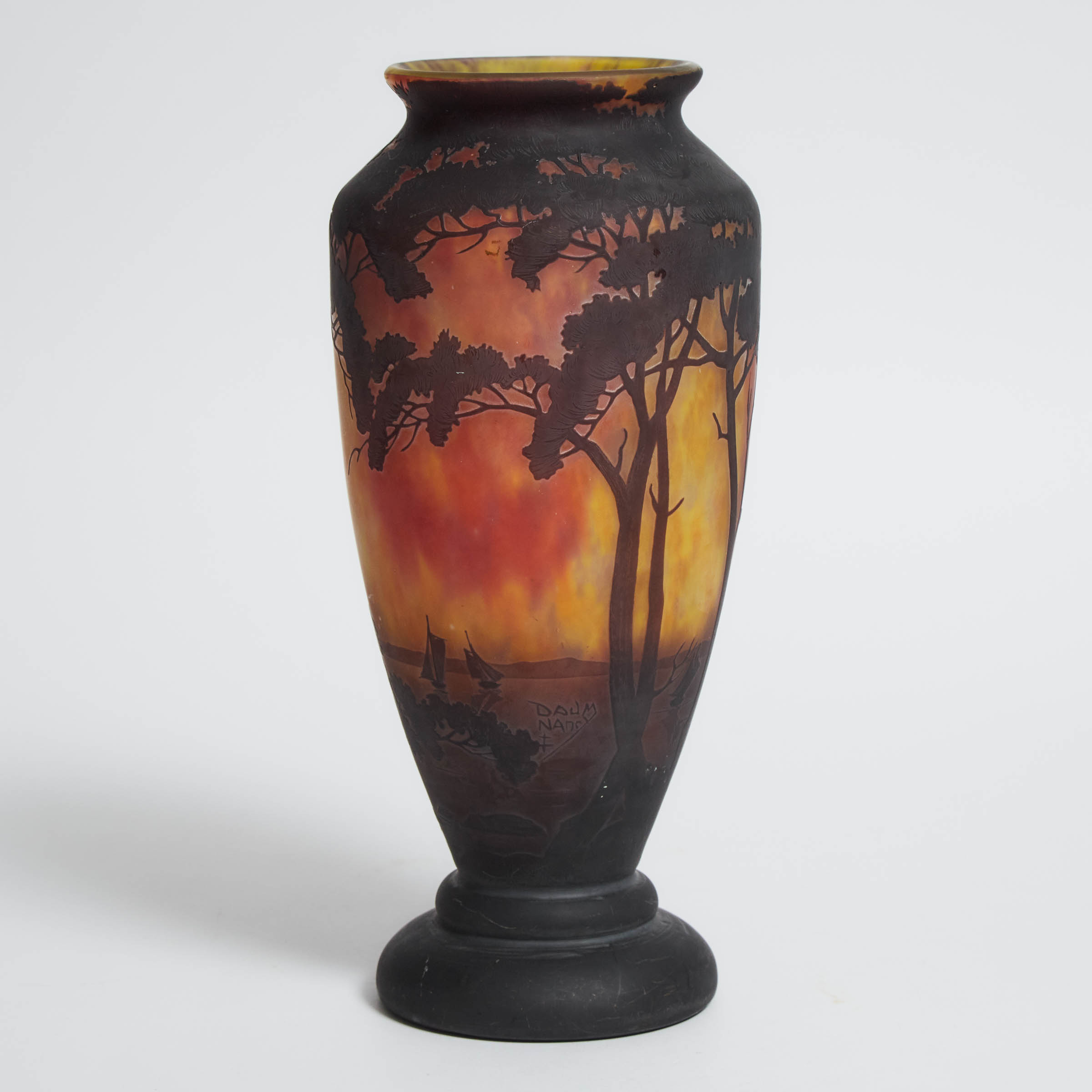 Daum Cameo Glass Landscape Vase,