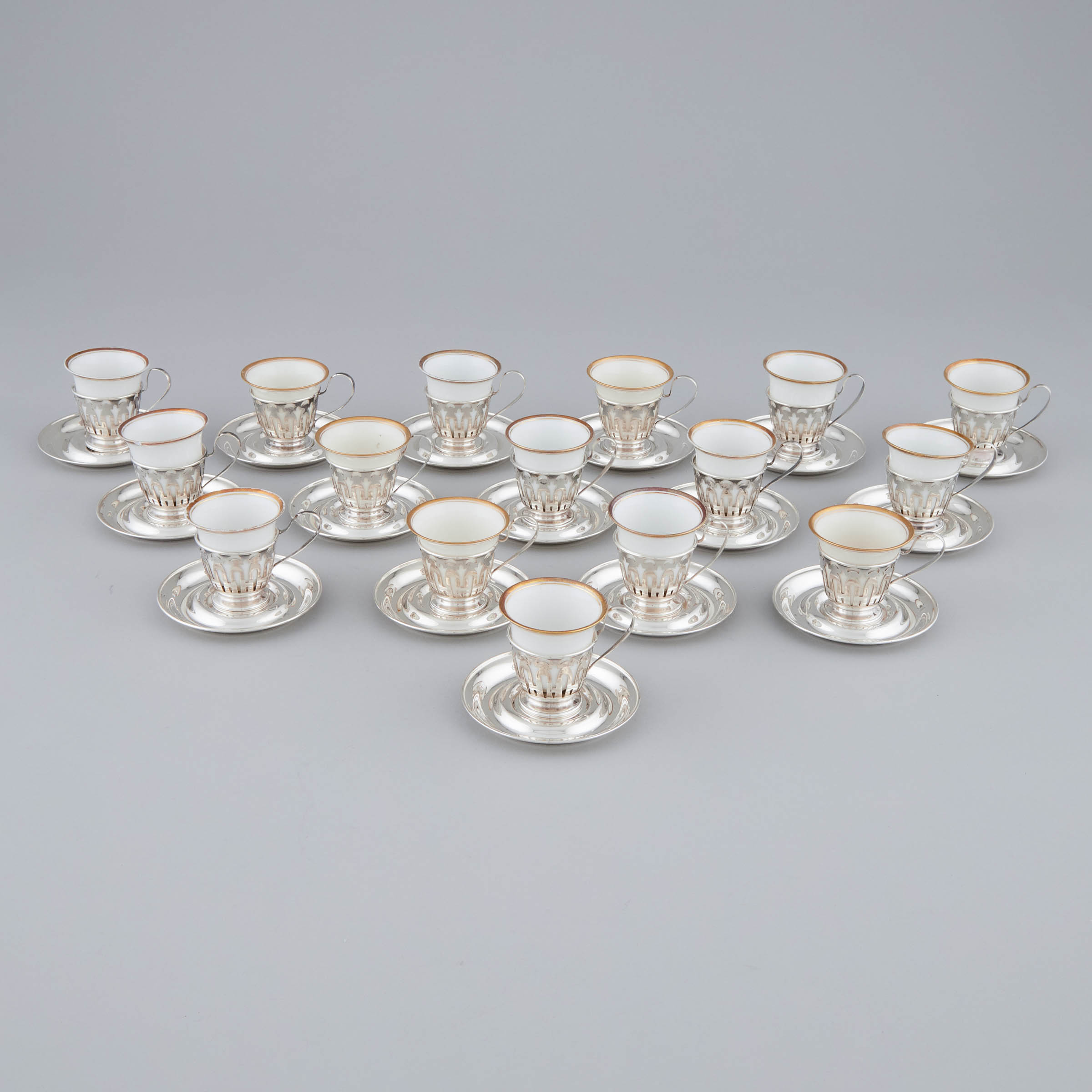 Sixteen American Silver Demi-Tasse Cups