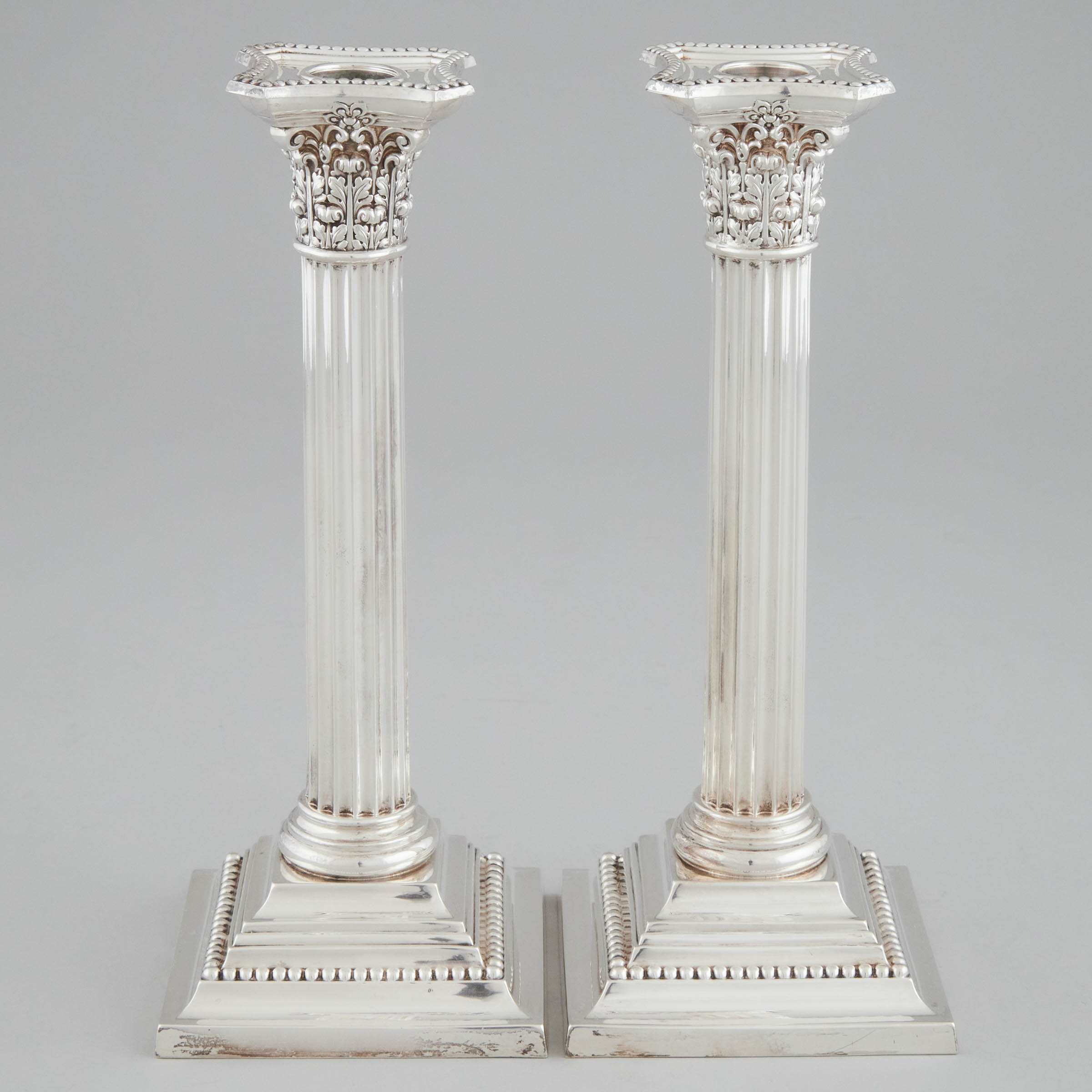 Pair of American Silver Table Candlesticks,