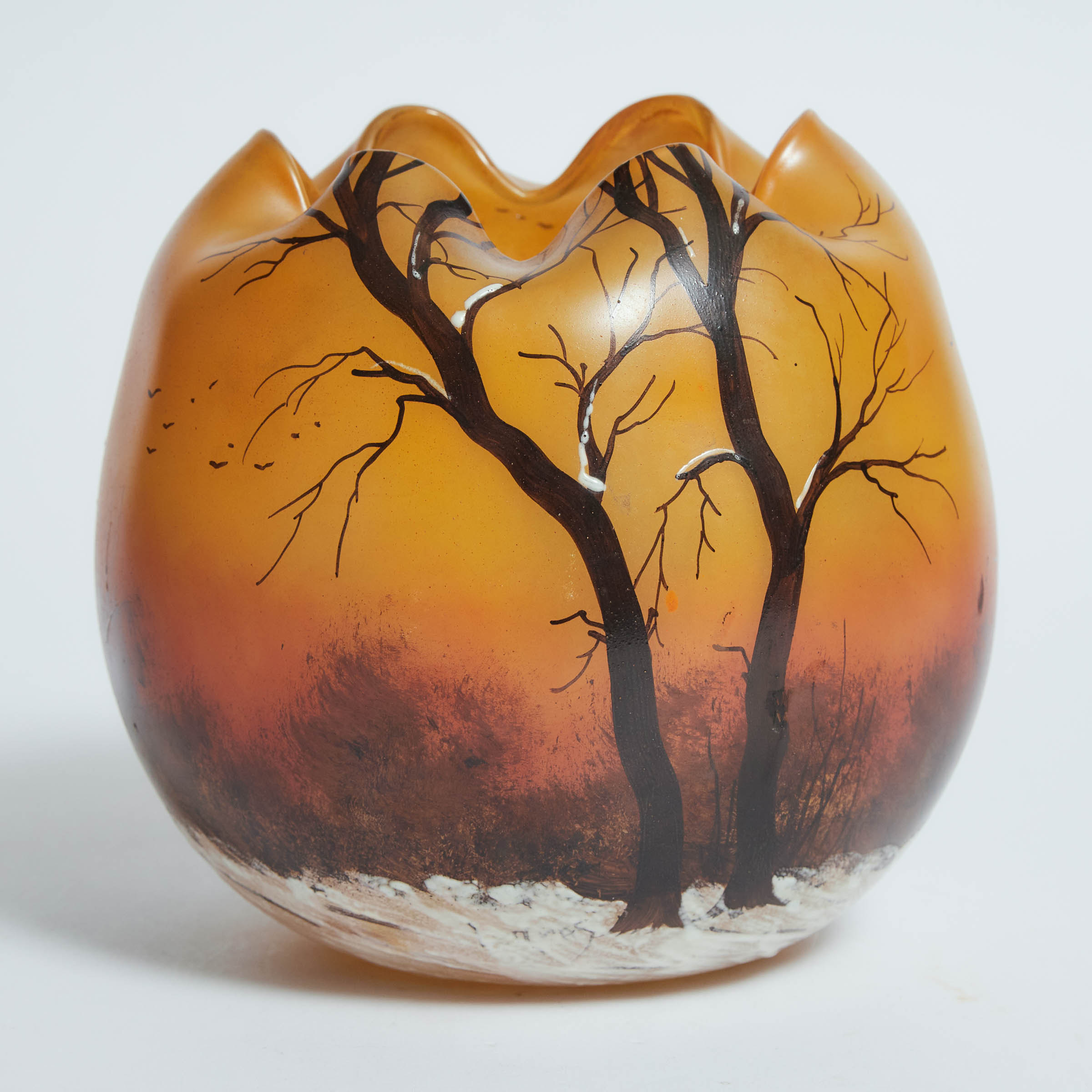 Legras Enameled Glass Winter Landscape 3aabc6