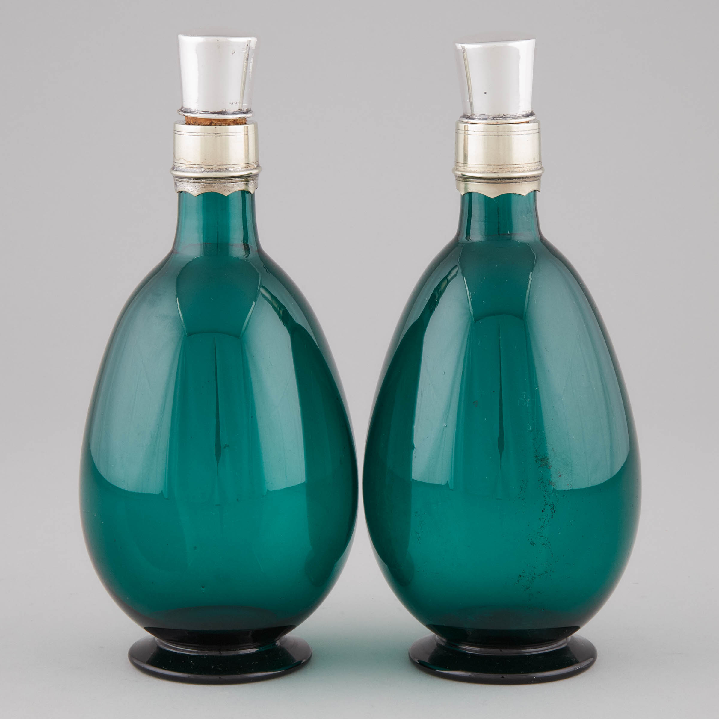 Pair of Continental Green Glass