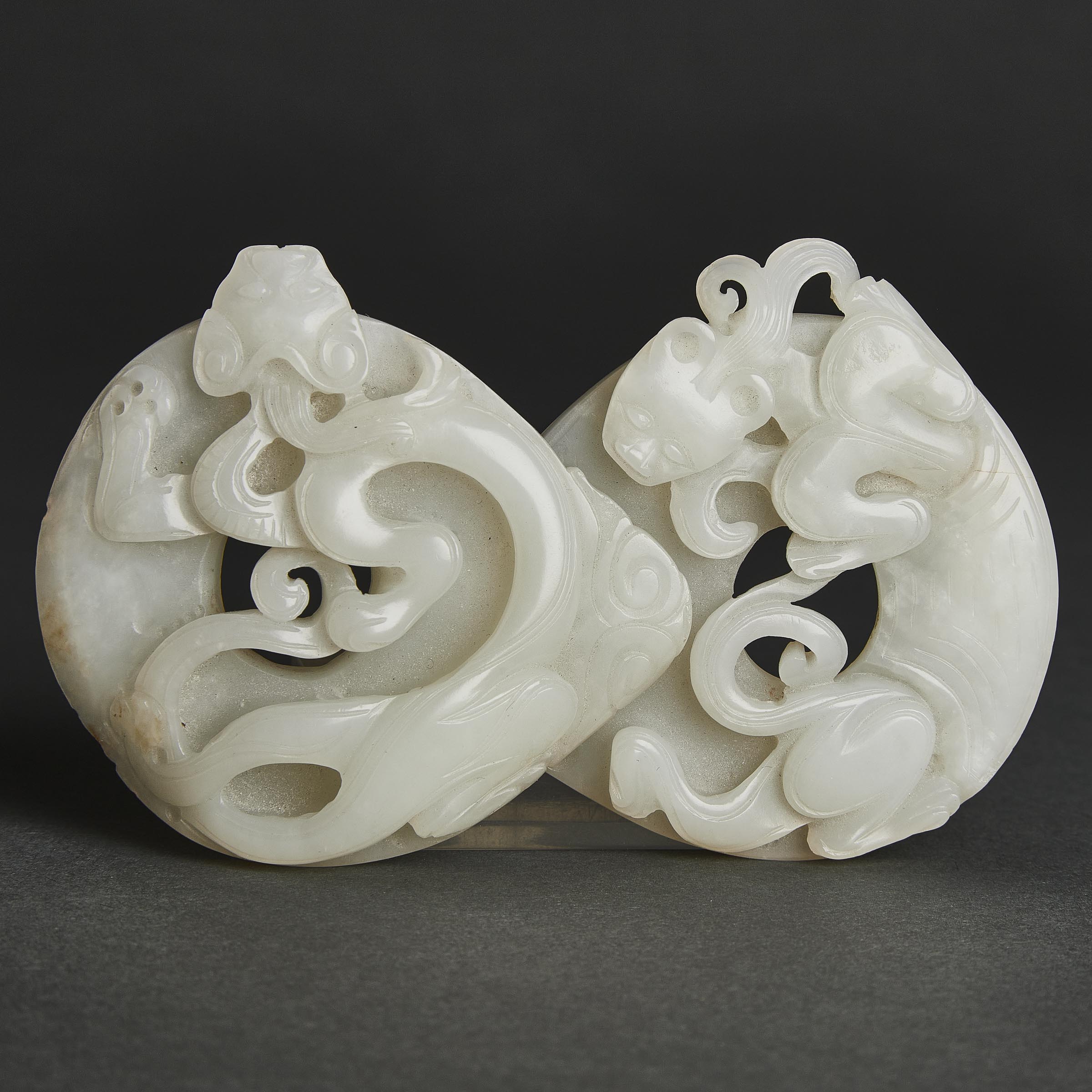 A White Jade Hinged Two Part Dragon  3aac70