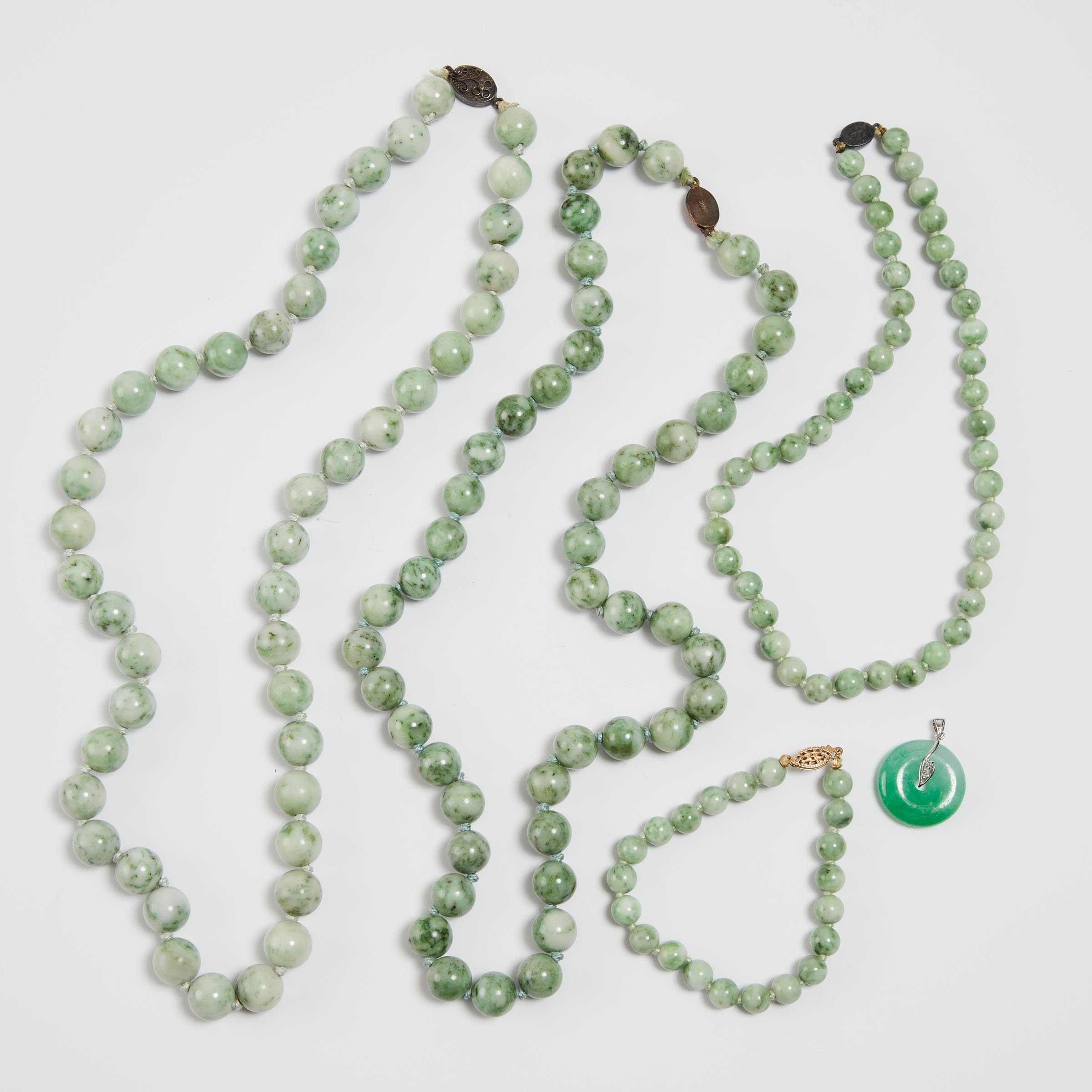 A Group of Five Jadeite Jewellery