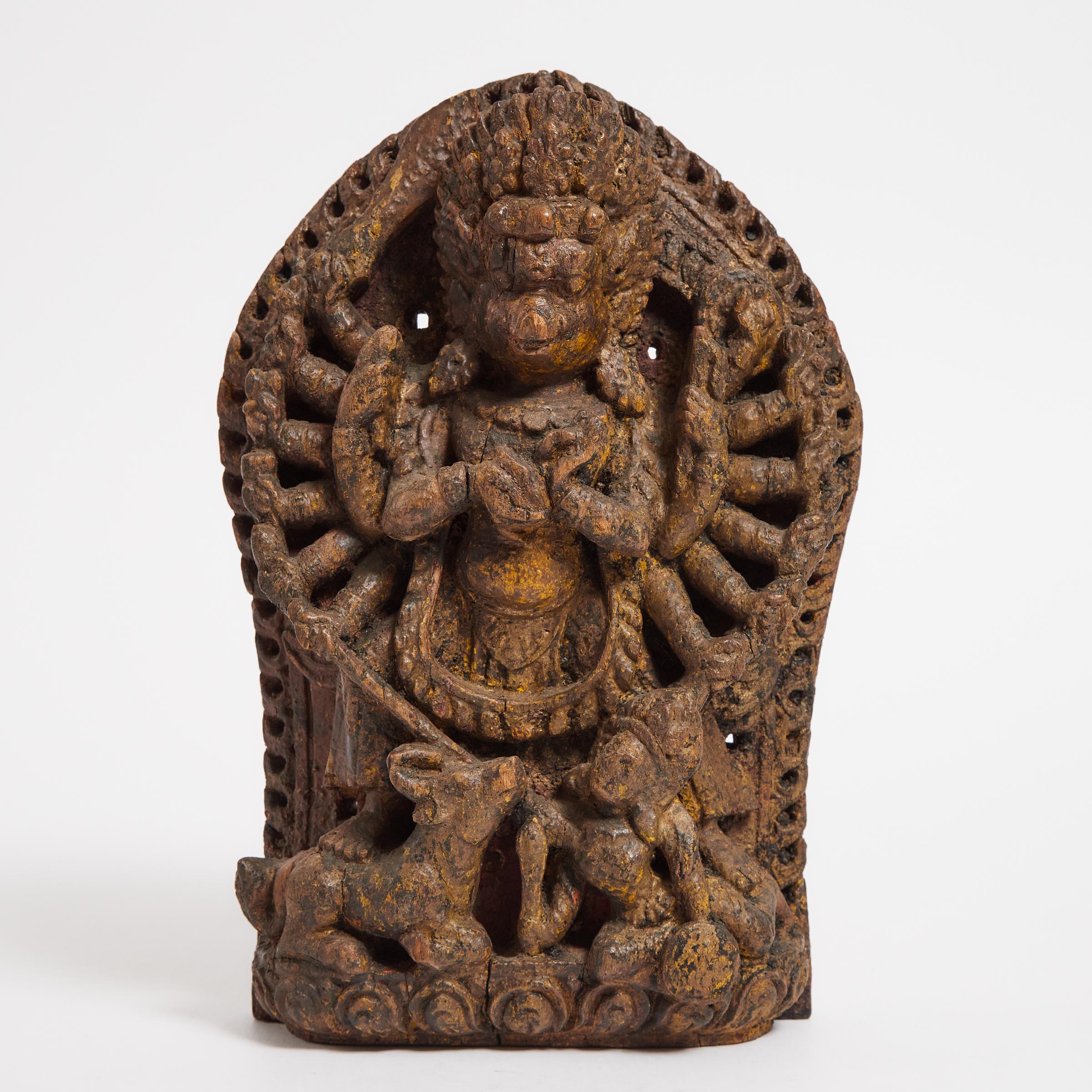 A Carved Wood Panel of Varaha (Vishnu),