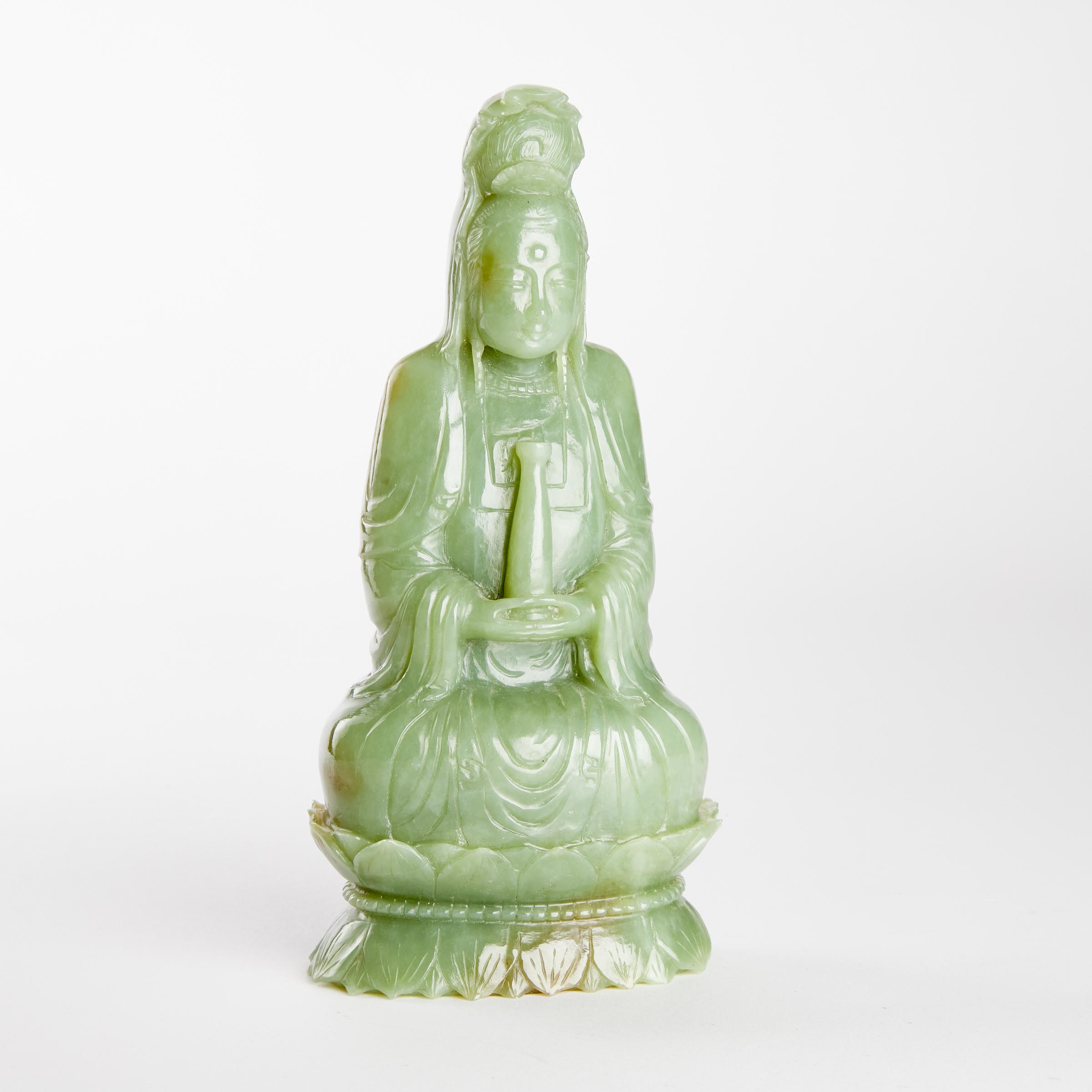 A Celadon Jade Figure of Guanyin  3aace9