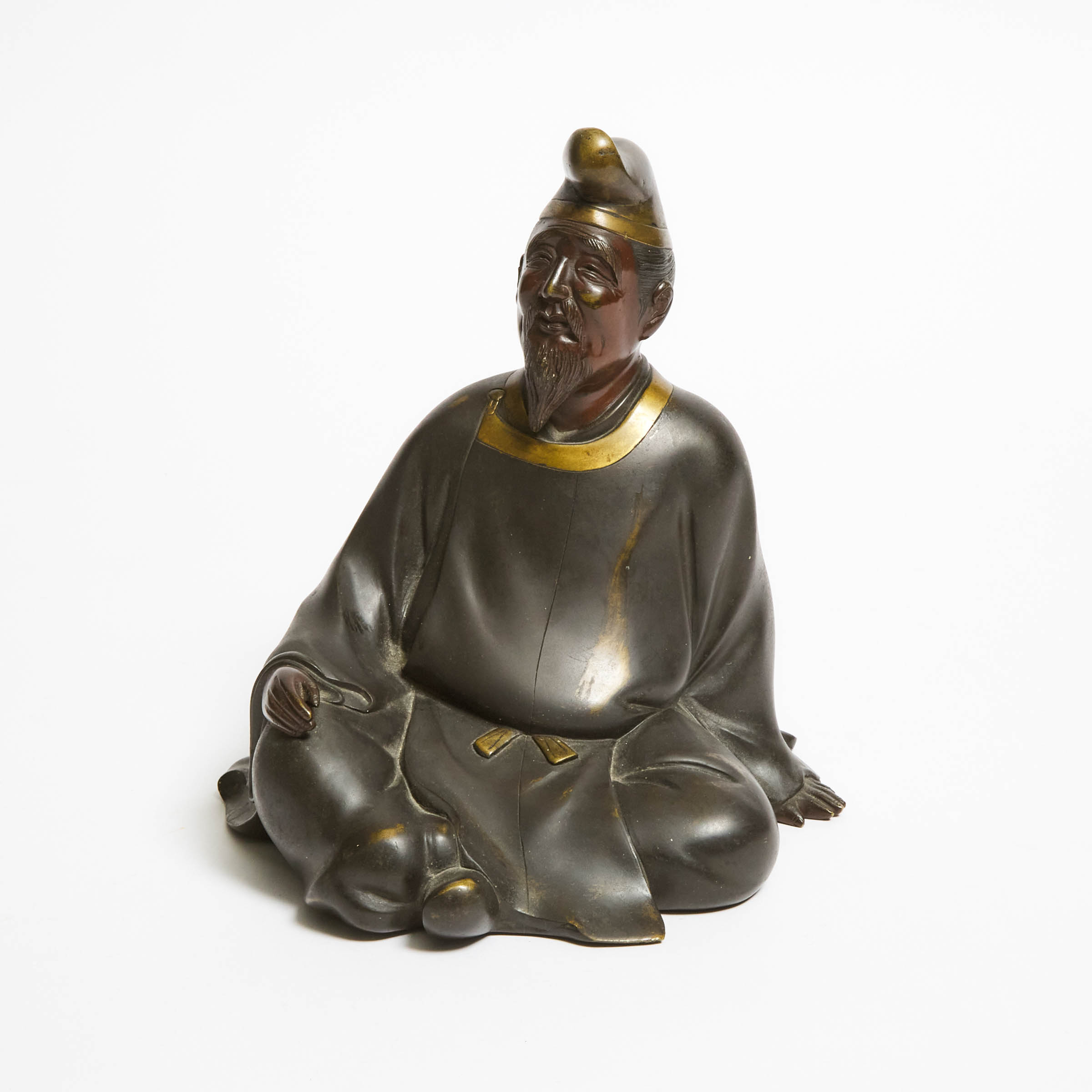 A Bronze Okimono of a Scholar  3aacf4