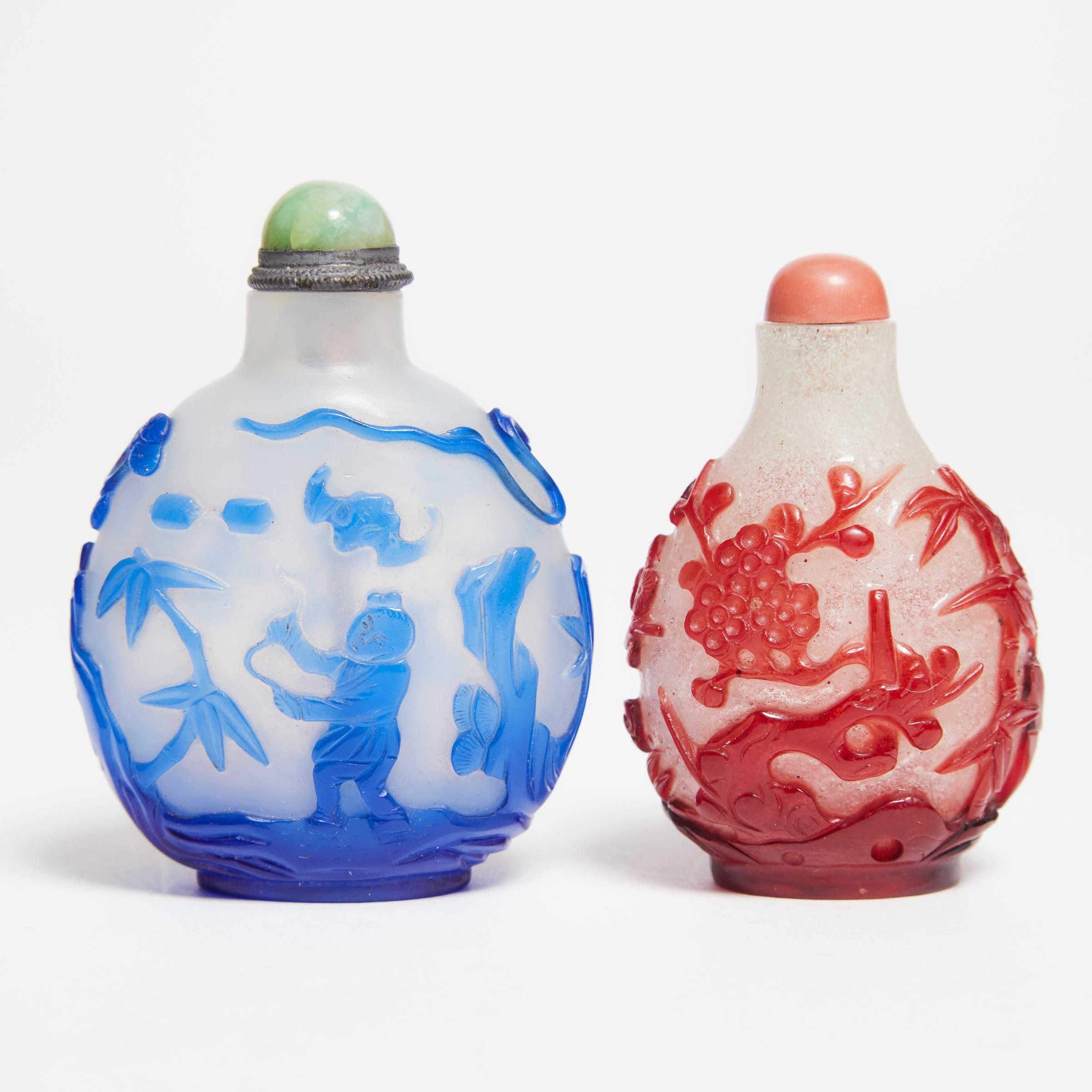 Two Red and Blue Overlay Glass