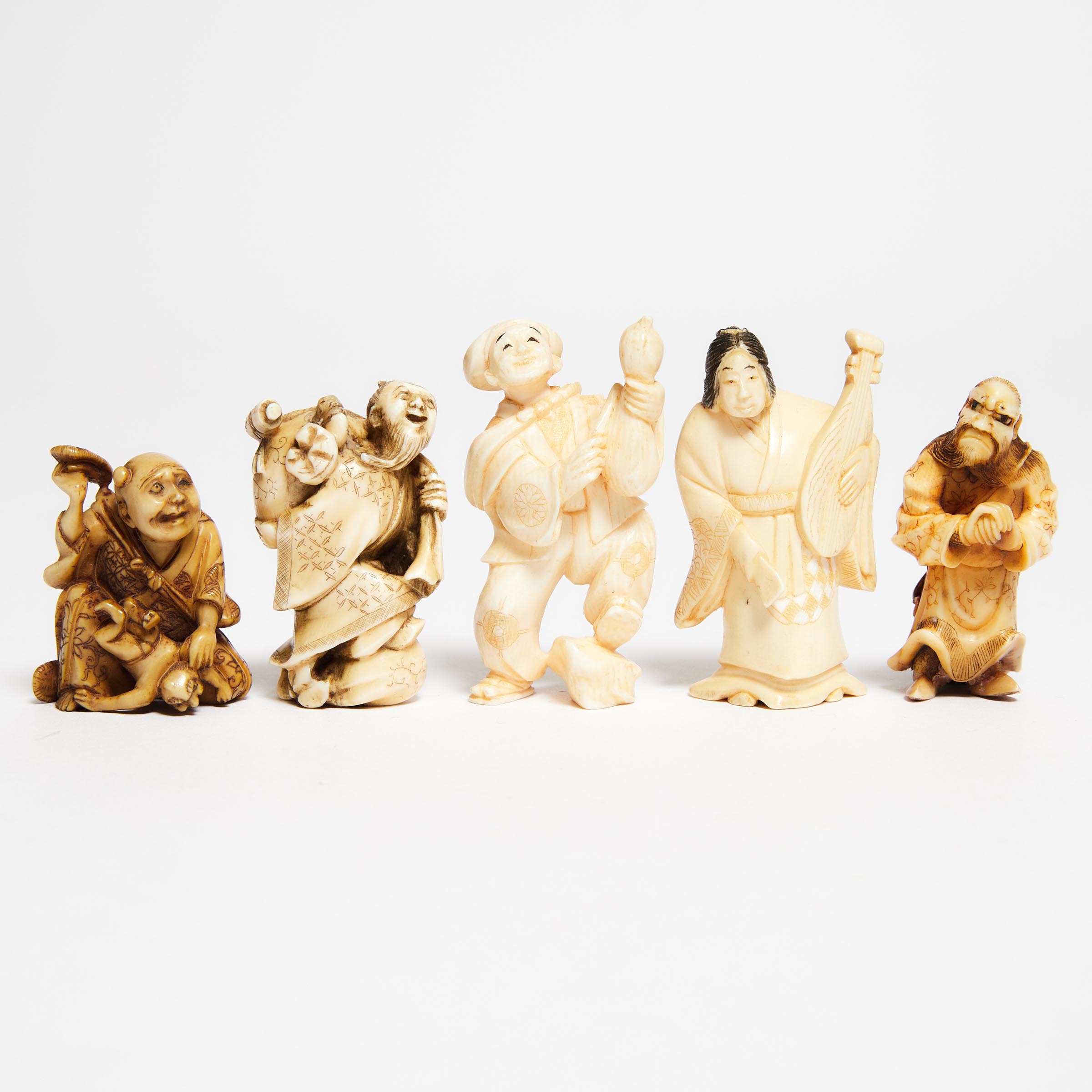 A Group of Five Ivory 'Figural'