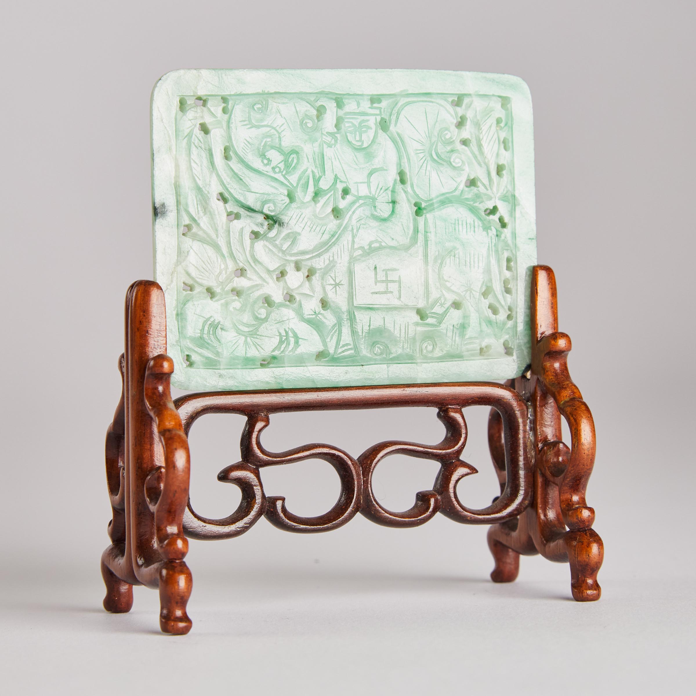 A Small Jadeite Carved Table Screen  3aad2b