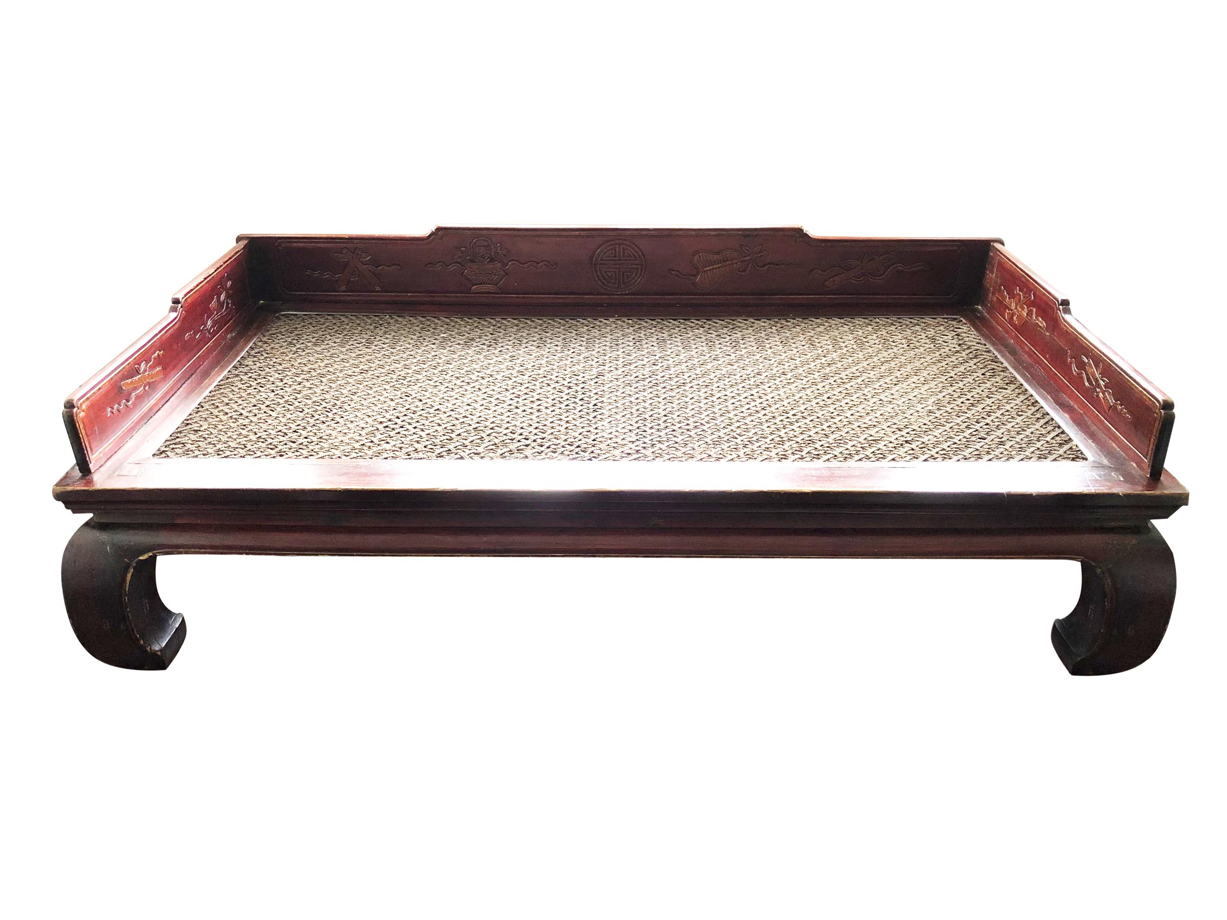 A Large Chinese Lacquered Wood Daybed,