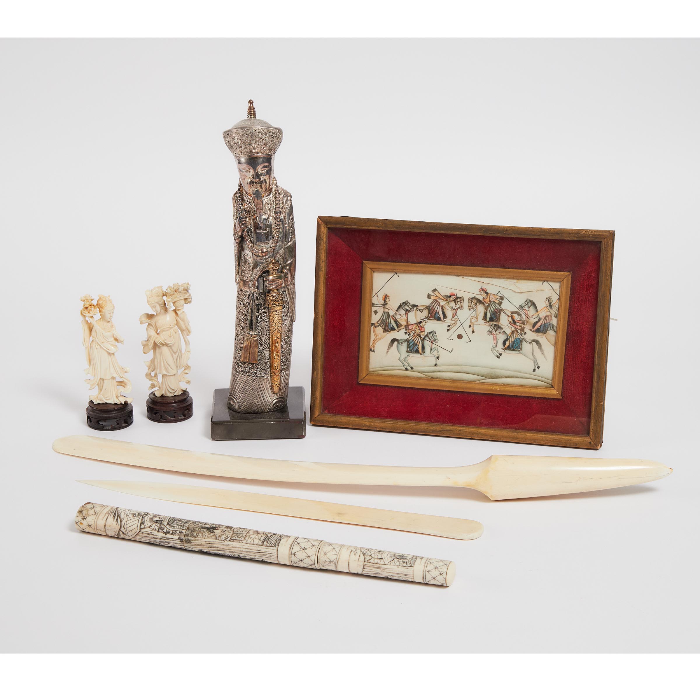 A Group of Six Ivory and Bone Carvings