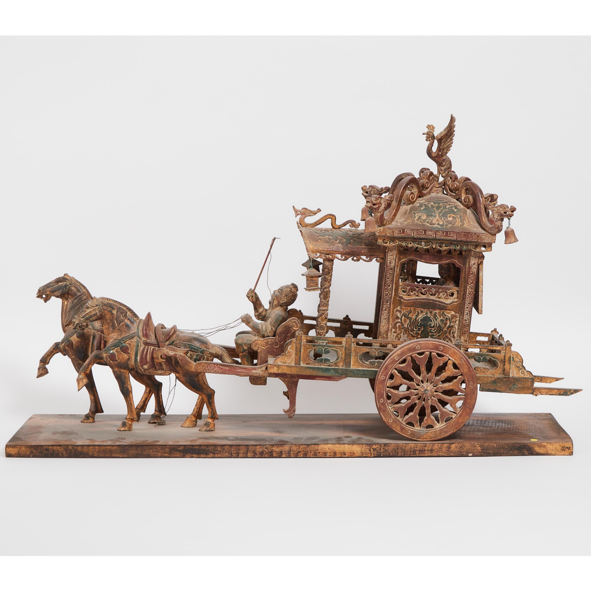 A Large Chinese Wood Model of a Chariot