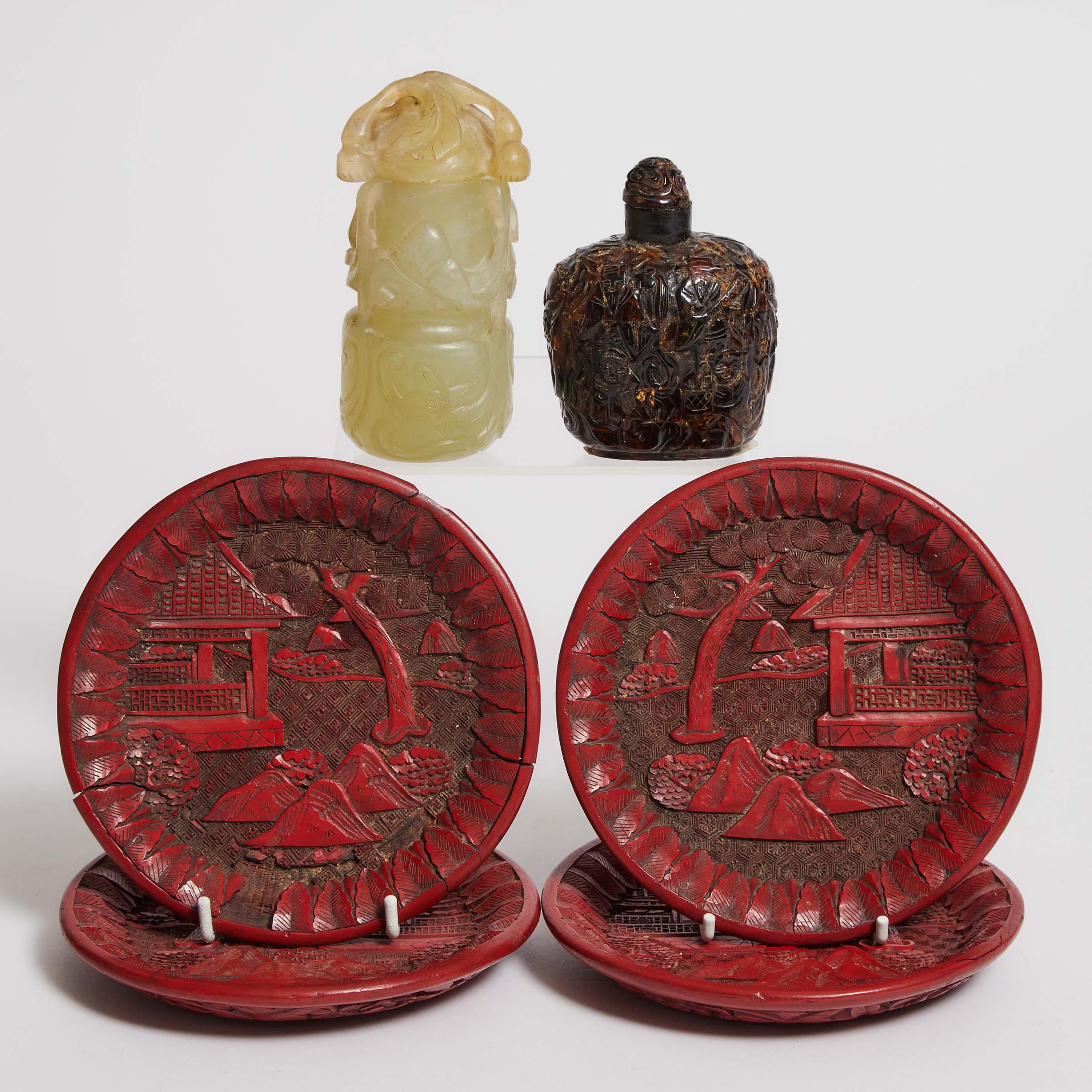 Four Small Cinnabar Lacquer Dishes,