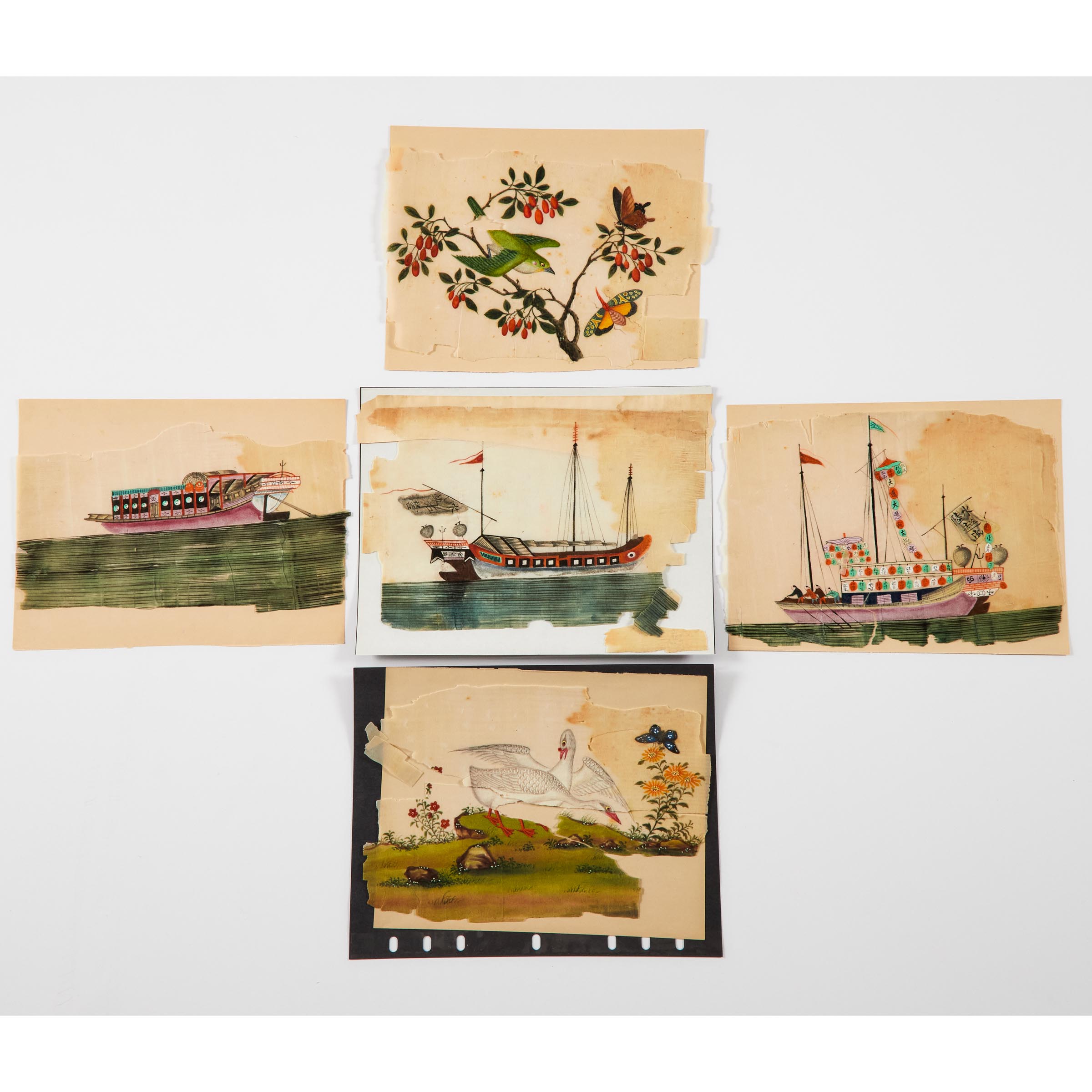 A Group of Five Chinese Pith Paintings  3aad95